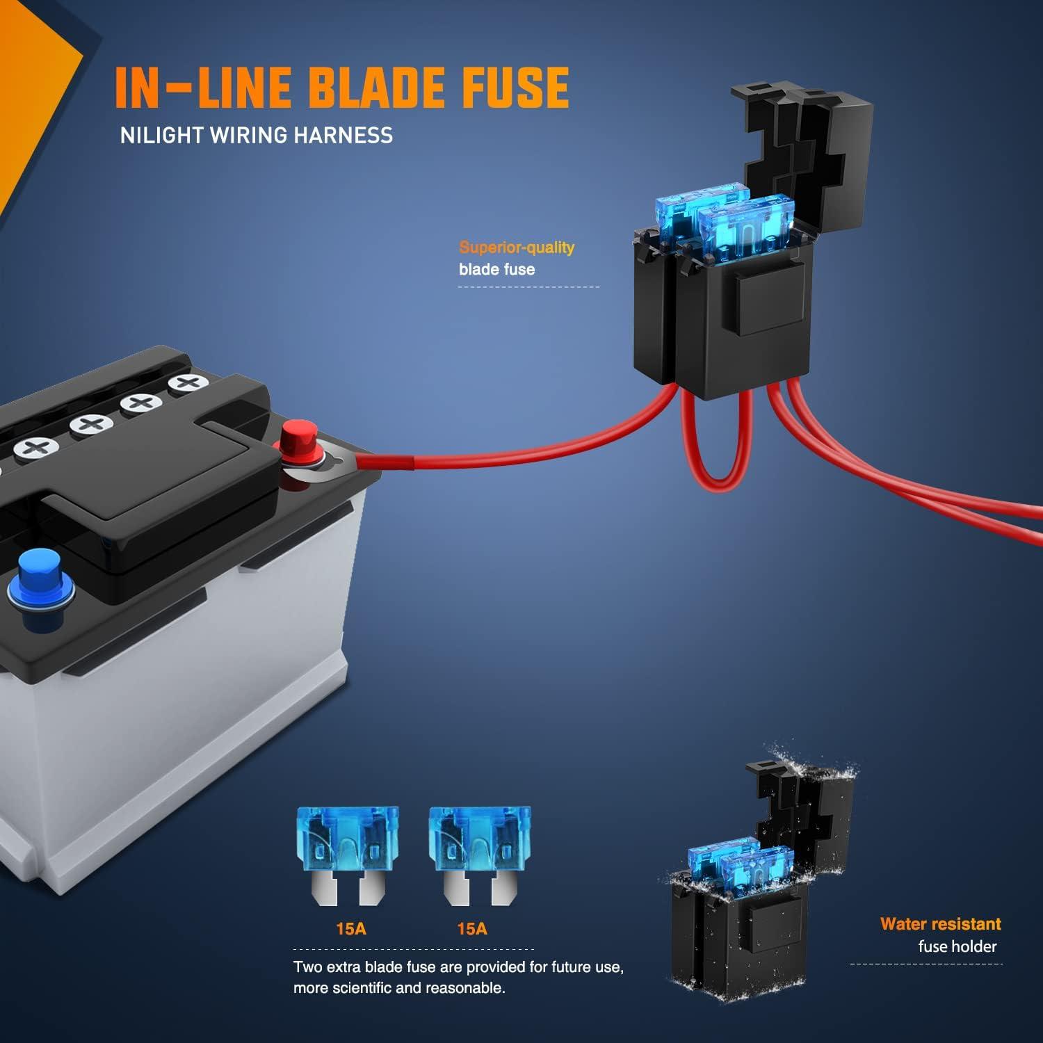 imageNilight 22Inch 480W LED Light Bar Spot Flood Amber White Strobe 6 Modes Memory Function Reset Function OffRoad Truck Car ATV SUV Cabin Boat with 16AWG Wiring Harness Kit1 LeadAmber White3 Modes