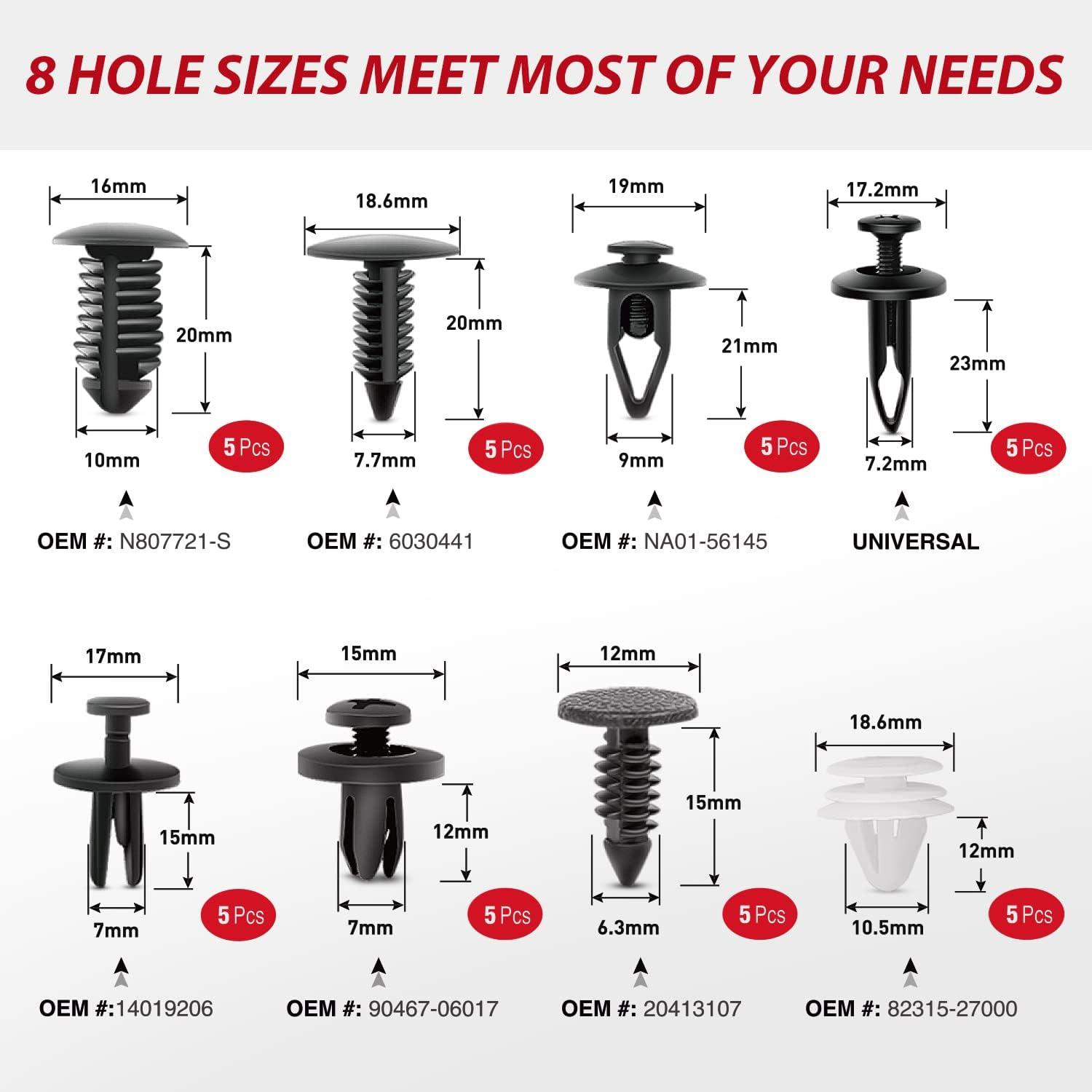 imageNilight 240PCS Bumper Retainer Clips Car Plastic Rivets Fasteners Remover Push Retainer Kit Door Trim Panel Clips for Toyota GM Ford Honda Acura Chrysler2 Years Warranty88 Clips Tools Red