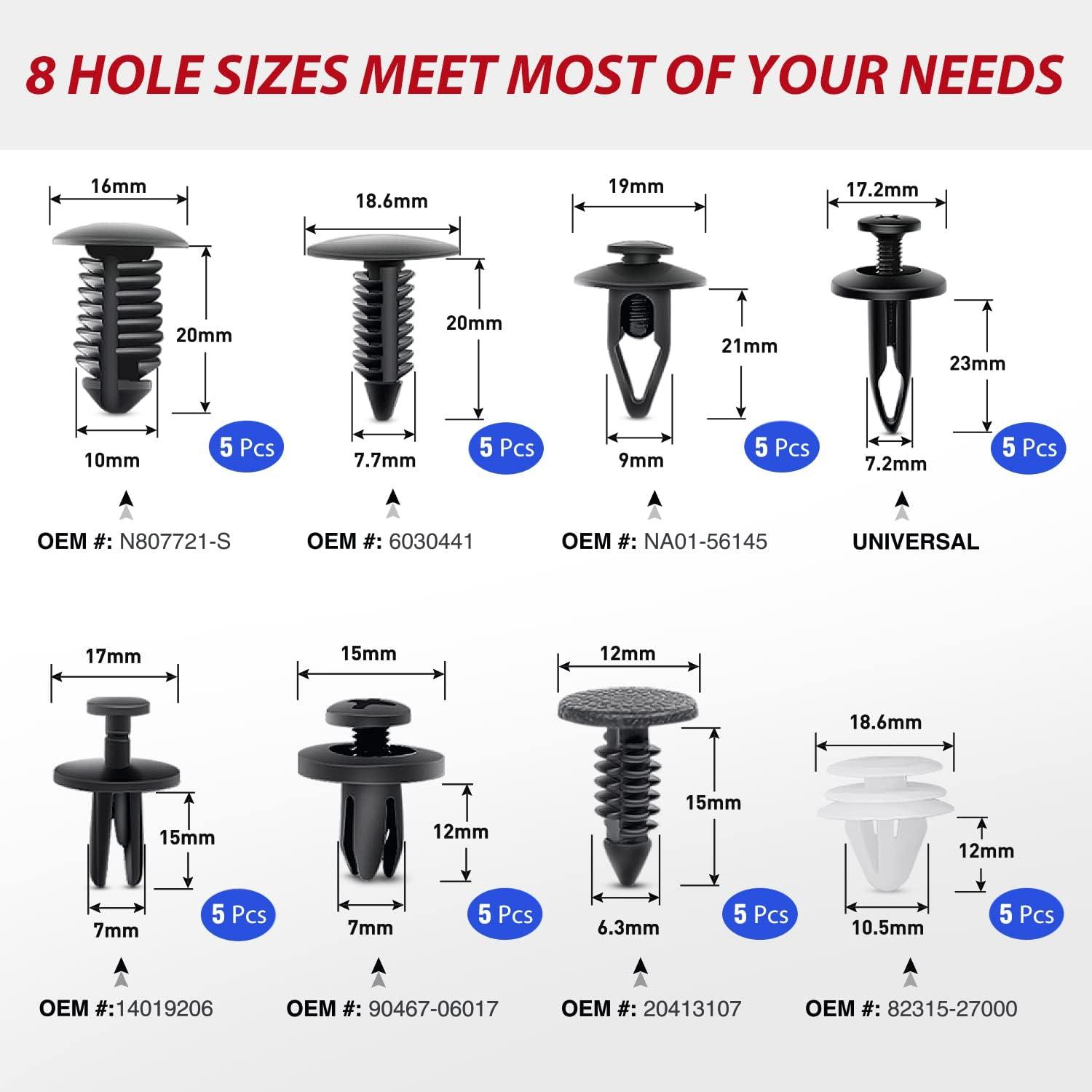 imageNilight 240PCS Bumper Retainer Clips Car Plastic Rivets Fasteners Remover Push Retainer Kit Door Trim Panel Clips for Toyota GM Ford Honda Acura Chrysler2 Years Warranty88 Clips Tools Blue