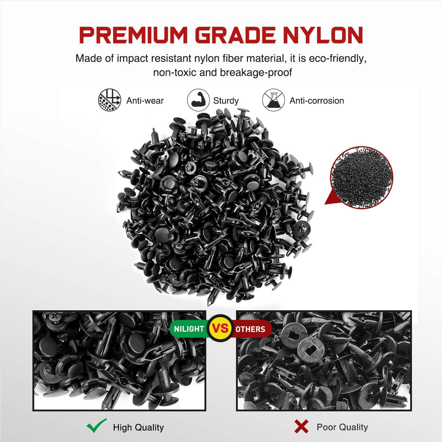 imageNilight 240PCS Bumper Retainer Clips Car Plastic Rivets Fasteners Remover Push Retainer Kit Door Trim Panel Clips for Toyota GM Ford Honda Acura Chrysler2 Years Warranty400 Clips