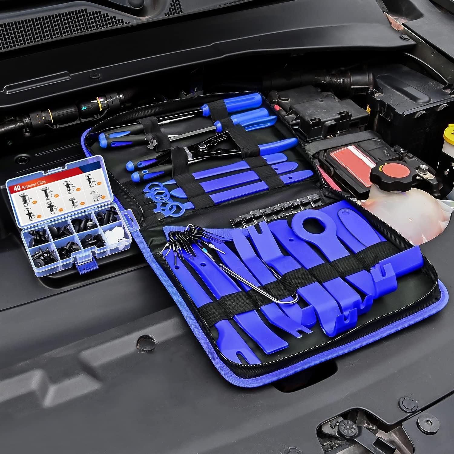 imageNilight 240PCS Bumper Retainer Clips Car Plastic Rivets Fasteners Remover Push Retainer Kit Door Trim Panel Clips for Toyota GM Ford Honda Acura Chrysler2 Years Warranty88 Clips Tools Blue