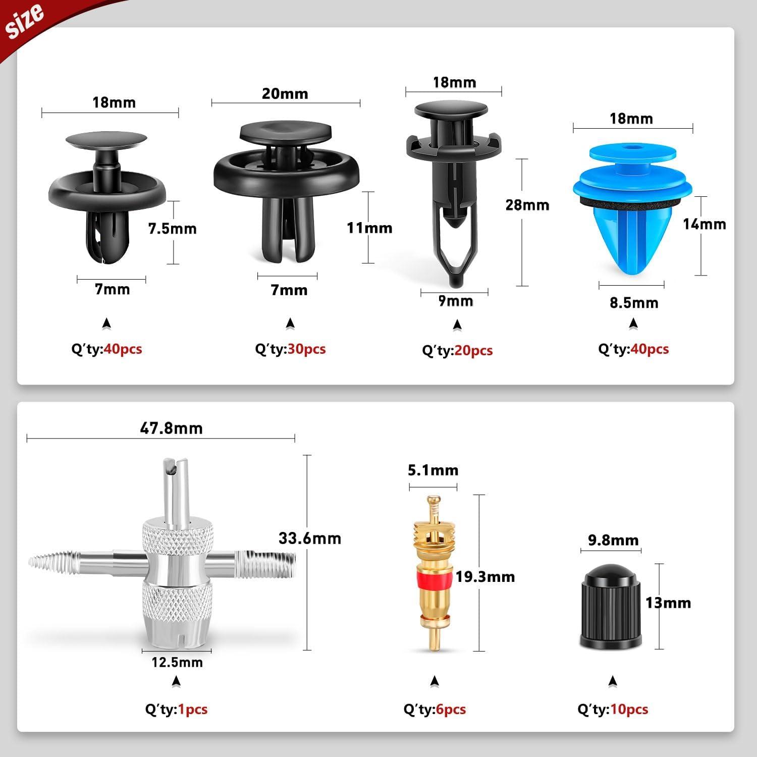 imageNilight 240PCS Bumper Retainer Clips Car Plastic Rivets Fasteners Remover Push Retainer Kit Door Trim Panel Clips for Toyota GM Ford Honda Acura Chrysler2 Years Warranty148 Clips Tools