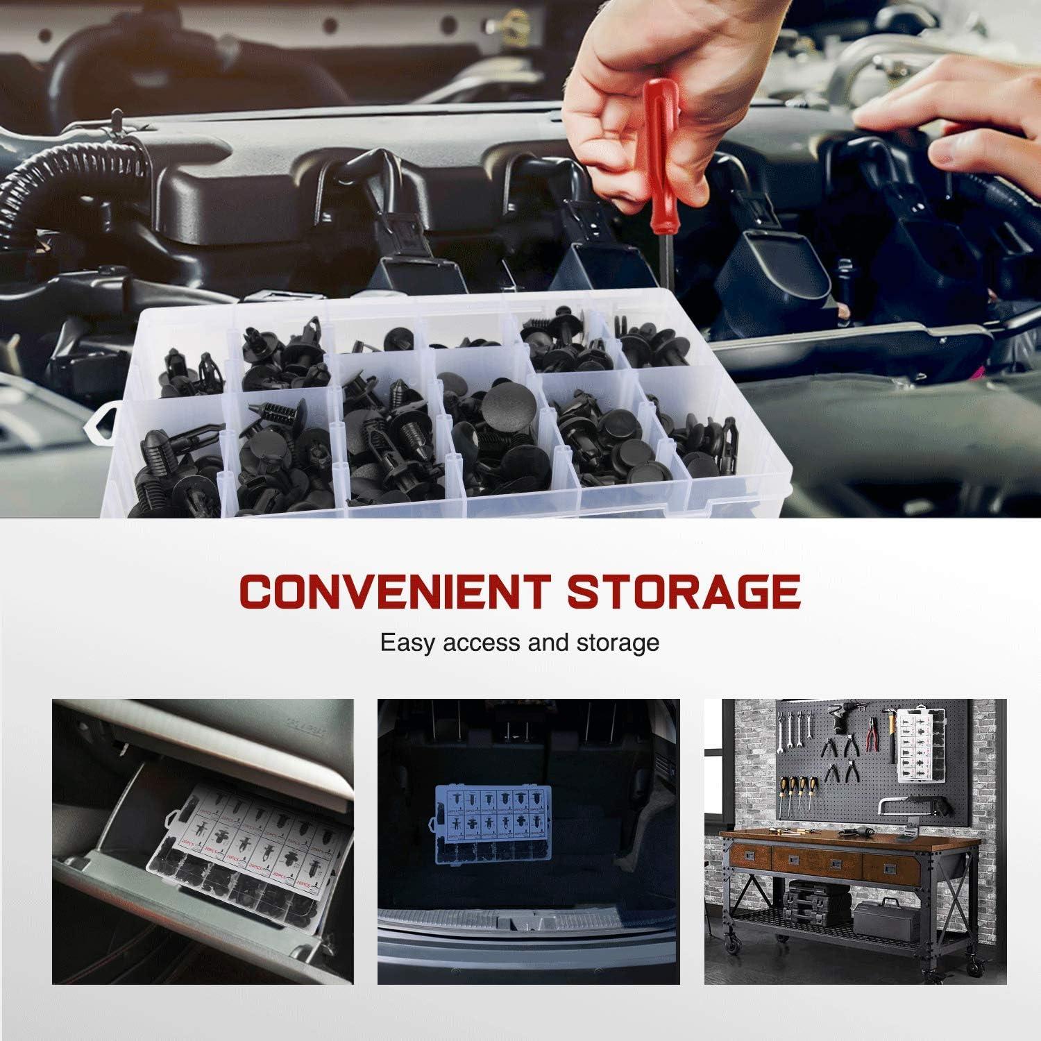 imageNilight 240PCS Bumper Retainer Clips Car Plastic Rivets Fasteners Remover Push Retainer Kit Door Trim Panel Clips for Toyota GM Ford Honda Acura Chrysler2 Years Warranty240Pcs Clips  Remover