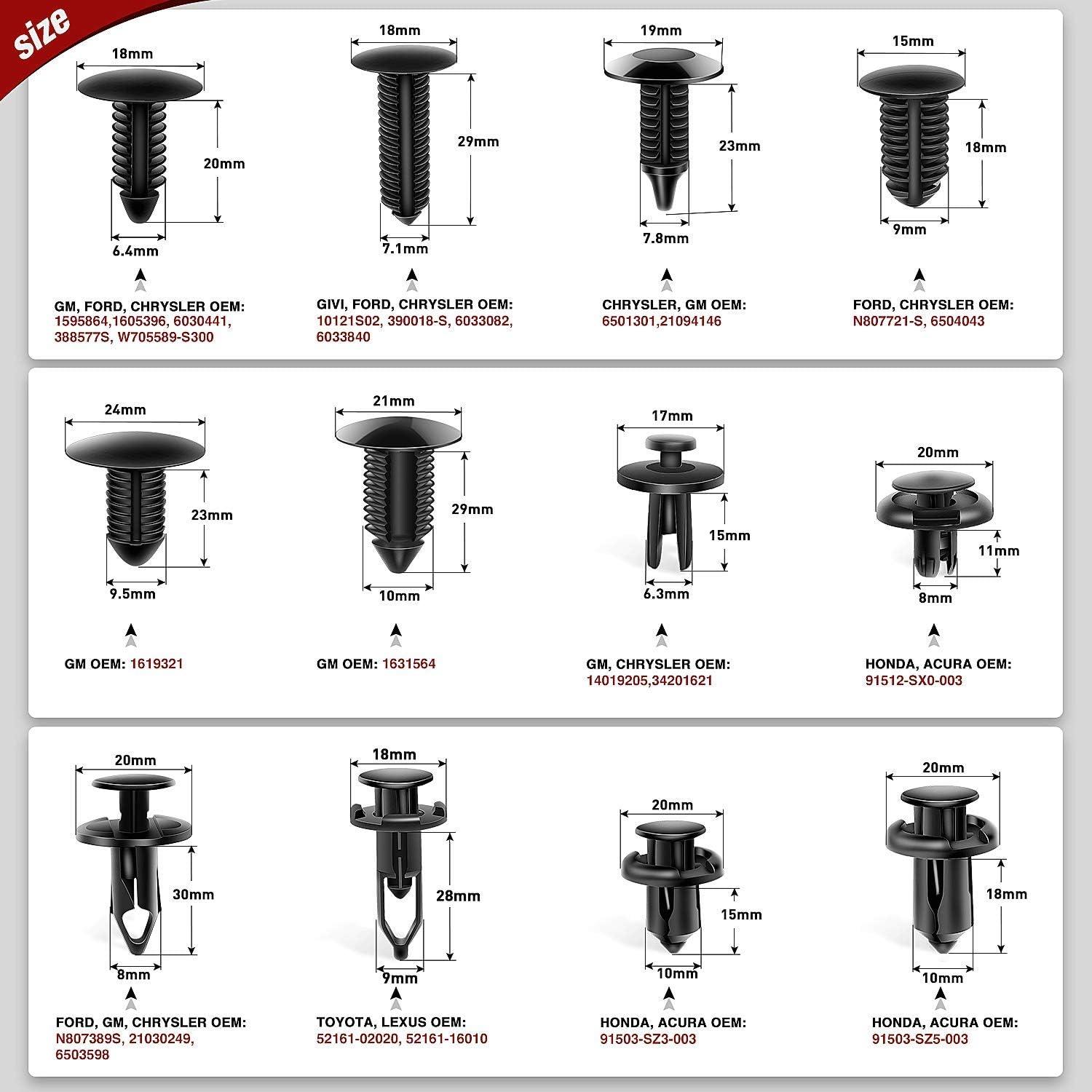 imageNilight 240PCS Bumper Retainer Clips Car Plastic Rivets Fasteners Remover Push Retainer Kit Door Trim Panel Clips for Toyota GM Ford Honda Acura Chrysler2 Years Warranty240Pcs Clips  Remover