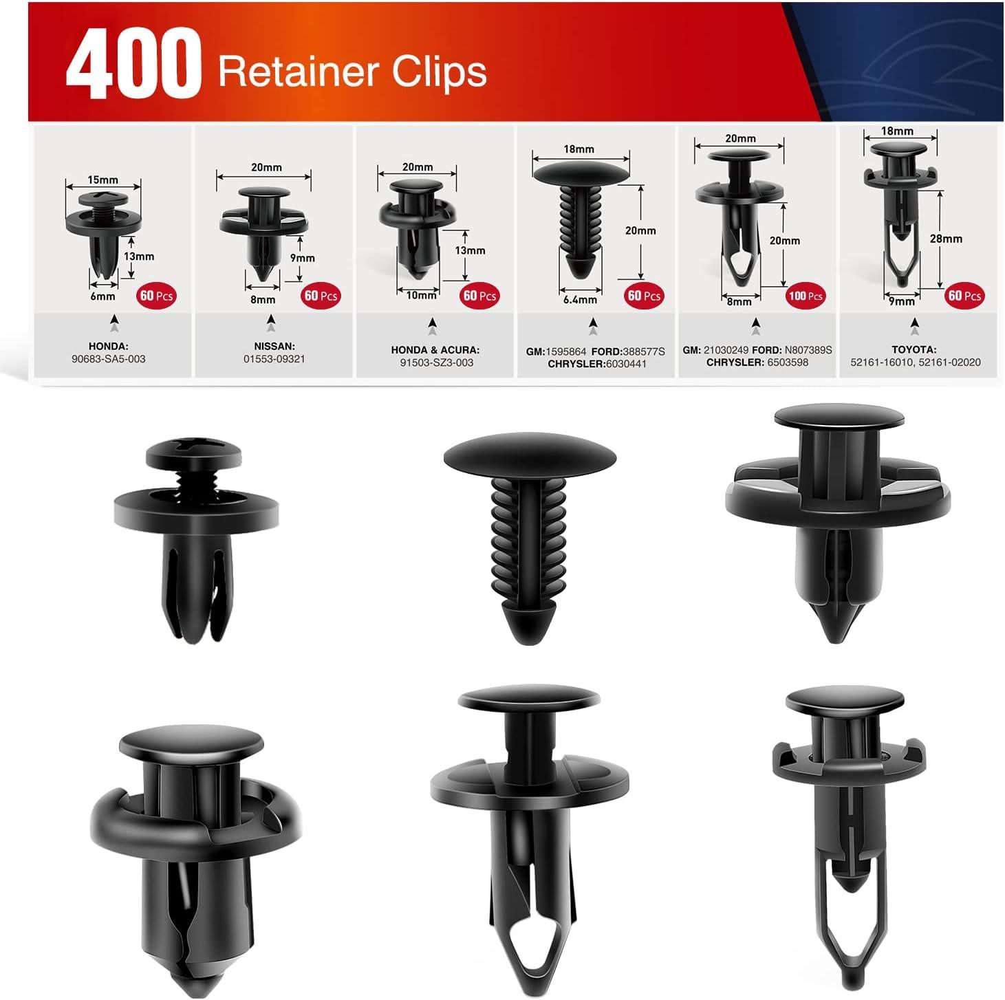 imageNilight 240PCS Bumper Retainer Clips Car Plastic Rivets Fasteners Remover Push Retainer Kit Door Trim Panel Clips for Toyota GM Ford Honda Acura Chrysler2 Years Warranty400 Clips