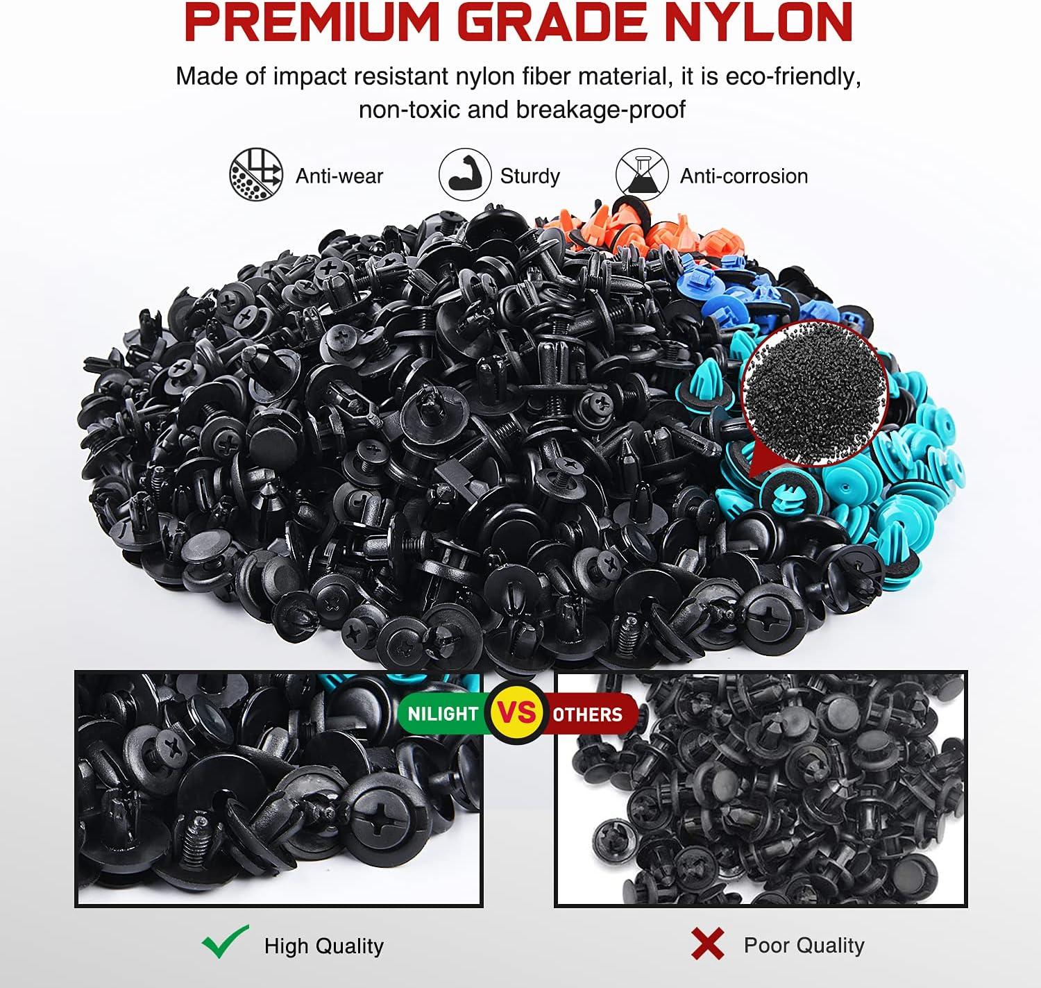 imageNilight 240PCS Bumper Retainer Clips Car Plastic Rivets Fasteners Remover Push Retainer Kit Door Trim Panel Clips for Toyota GM Ford Honda Acura Chrysler2 Years Warranty680 Clips Tools