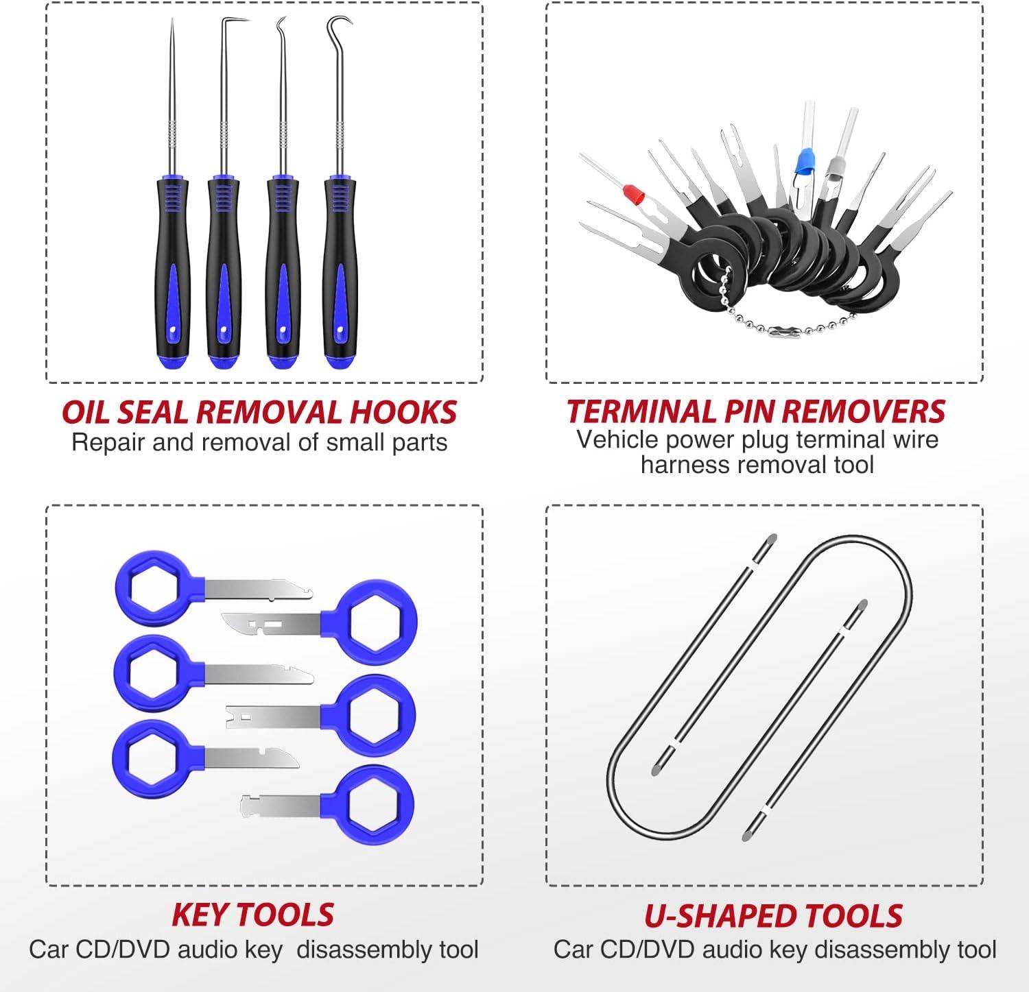 imageNilight 240PCS Bumper Retainer Clips Car Plastic Rivets Fasteners Remover Push Retainer Kit Door Trim Panel Clips for Toyota GM Ford Honda Acura Chrysler2 Years Warranty88 Clips Tools Blue