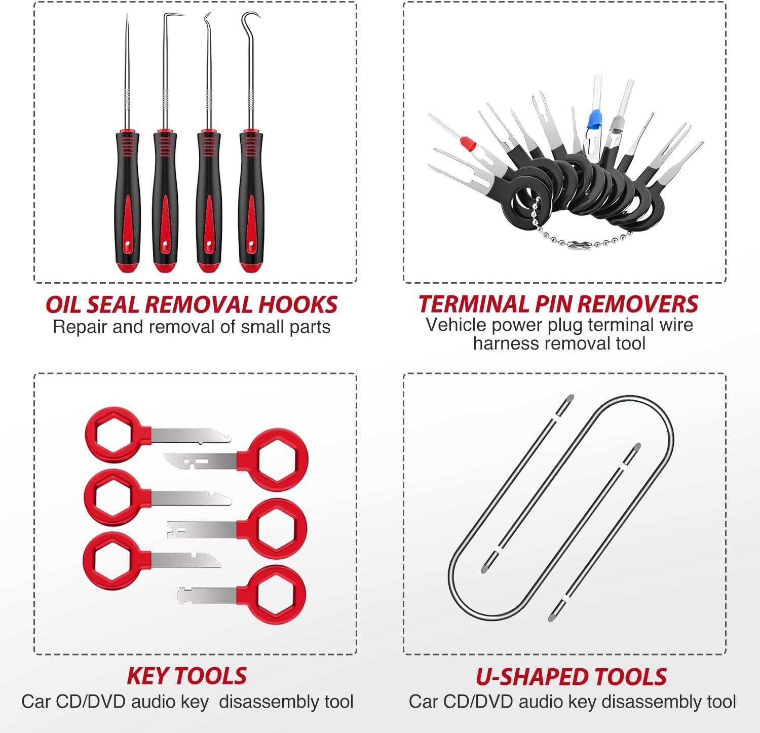 imageNilight 240PCS Bumper Retainer Clips Car Plastic Rivets Fasteners Remover Push Retainer Kit Door Trim Panel Clips for Toyota GM Ford Honda Acura Chrysler2 Years Warranty88 Clips Tools Red