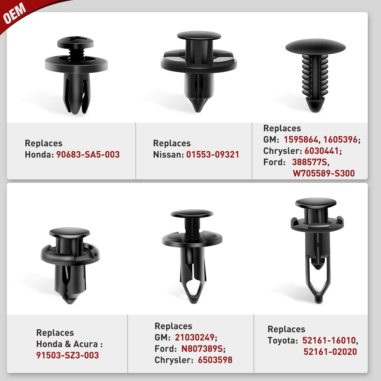 imageNilight 240PCS Bumper Retainer Clips Car Plastic Rivets Fasteners Remover Push Retainer Kit Door Trim Panel Clips for Toyota GM Ford Honda Acura Chrysler2 Years Warranty400 Clips