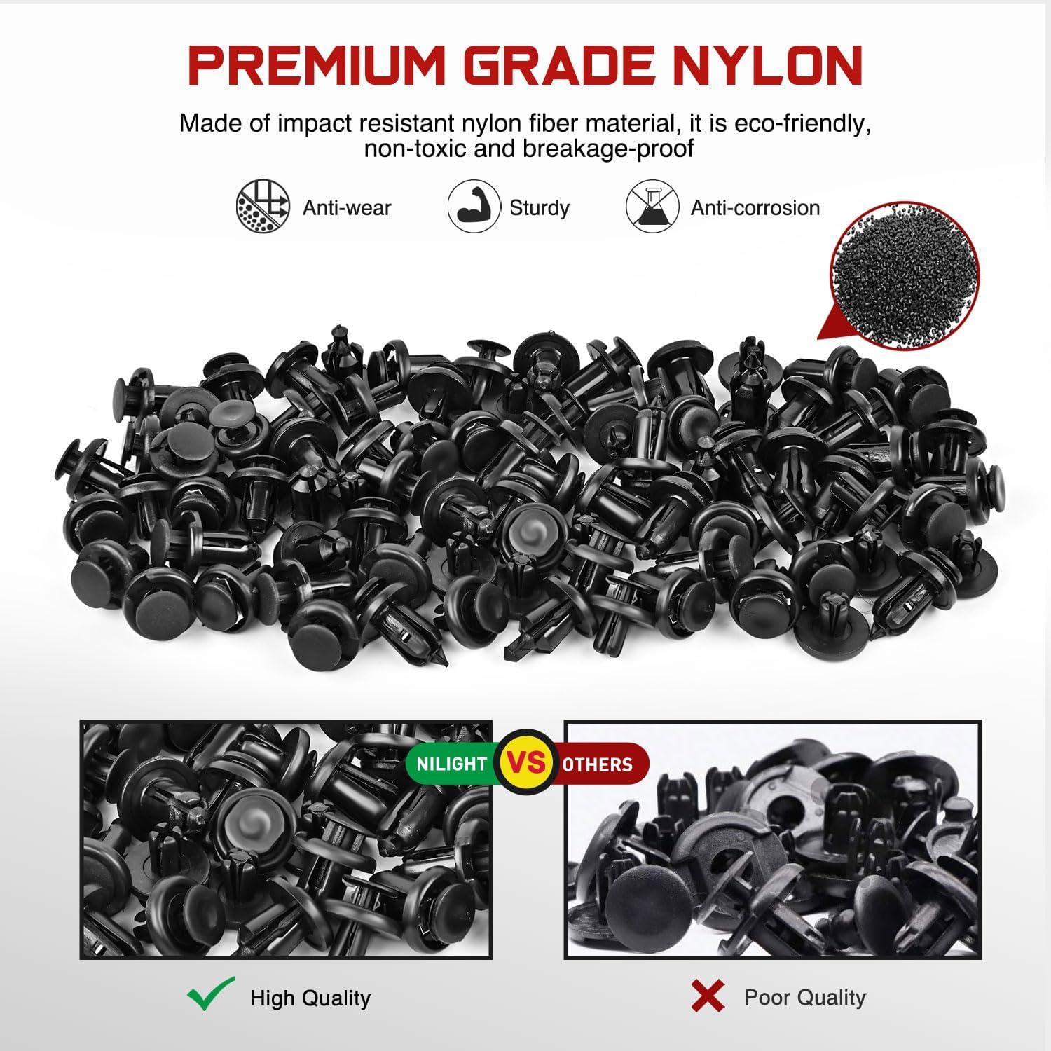 imageNilight 240PCS Bumper Retainer Clips Car Plastic Rivets Fasteners Remover Push Retainer Kit Door Trim Panel Clips for Toyota GM Ford Honda Acura Chrysler2 Years Warranty101 Clips Tools