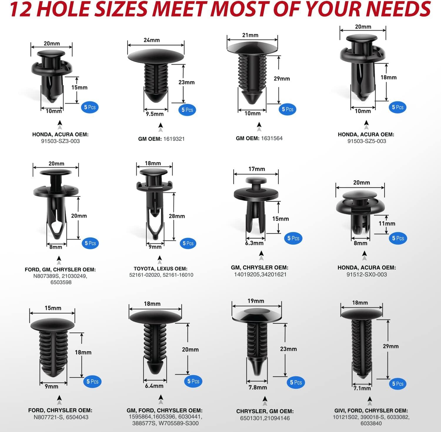 imageNilight 240PCS Bumper Retainer Clips Car Plastic Rivets Fasteners Remover Push Retainer Kit Door Trim Panel Clips for Toyota GM Ford Honda Acura Chrysler2 Years Warranty102 Clips Tools Red