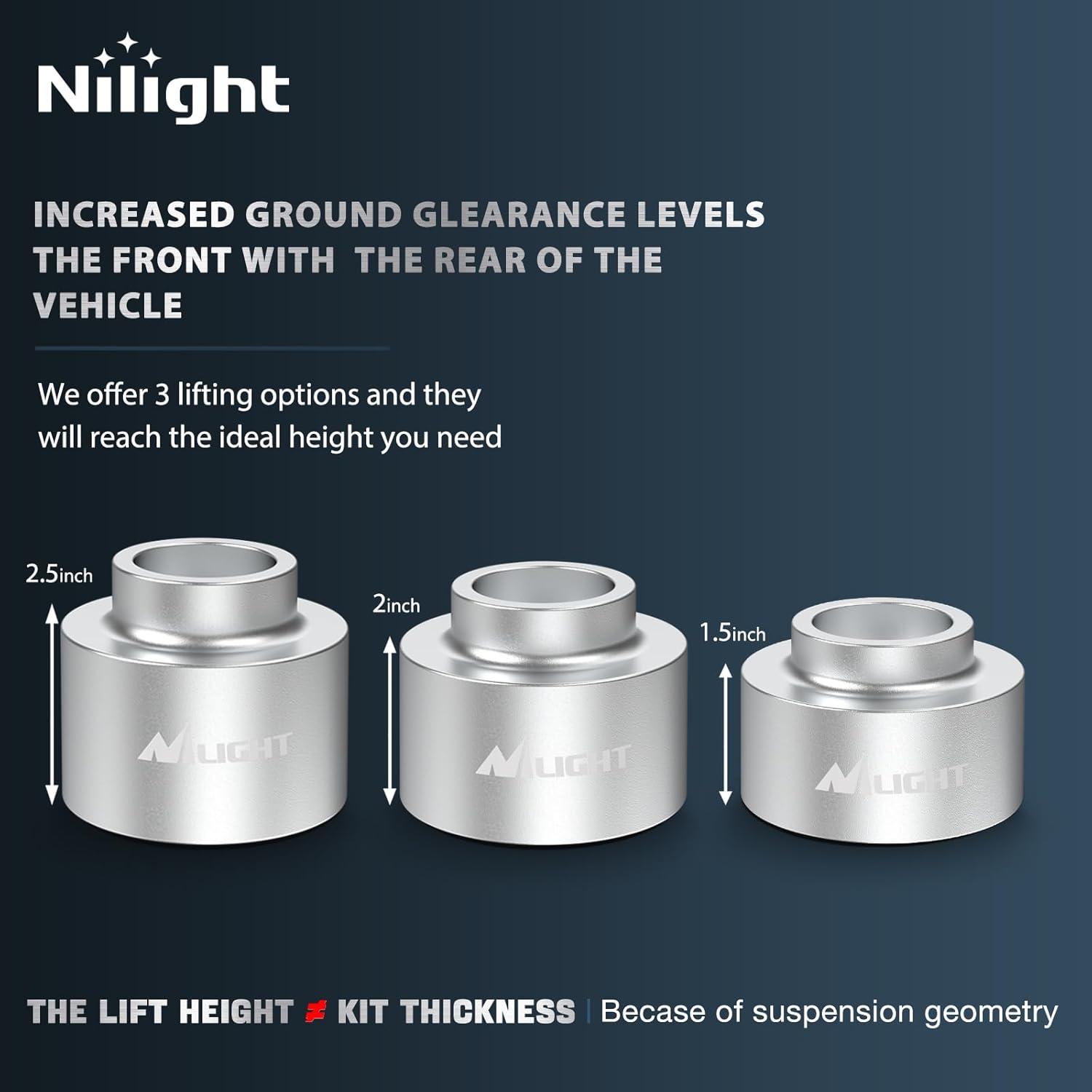 imageNilight 25inch Rear Leveling Kit for 20092023 Ram 150020002020 Tahoe Suburban Yukon 150020022013 Avalanche 1500 2WD 4WD 2007 2008 2009 2010 2011 2012 2013 Rear Raise Suspension Strut Spacers