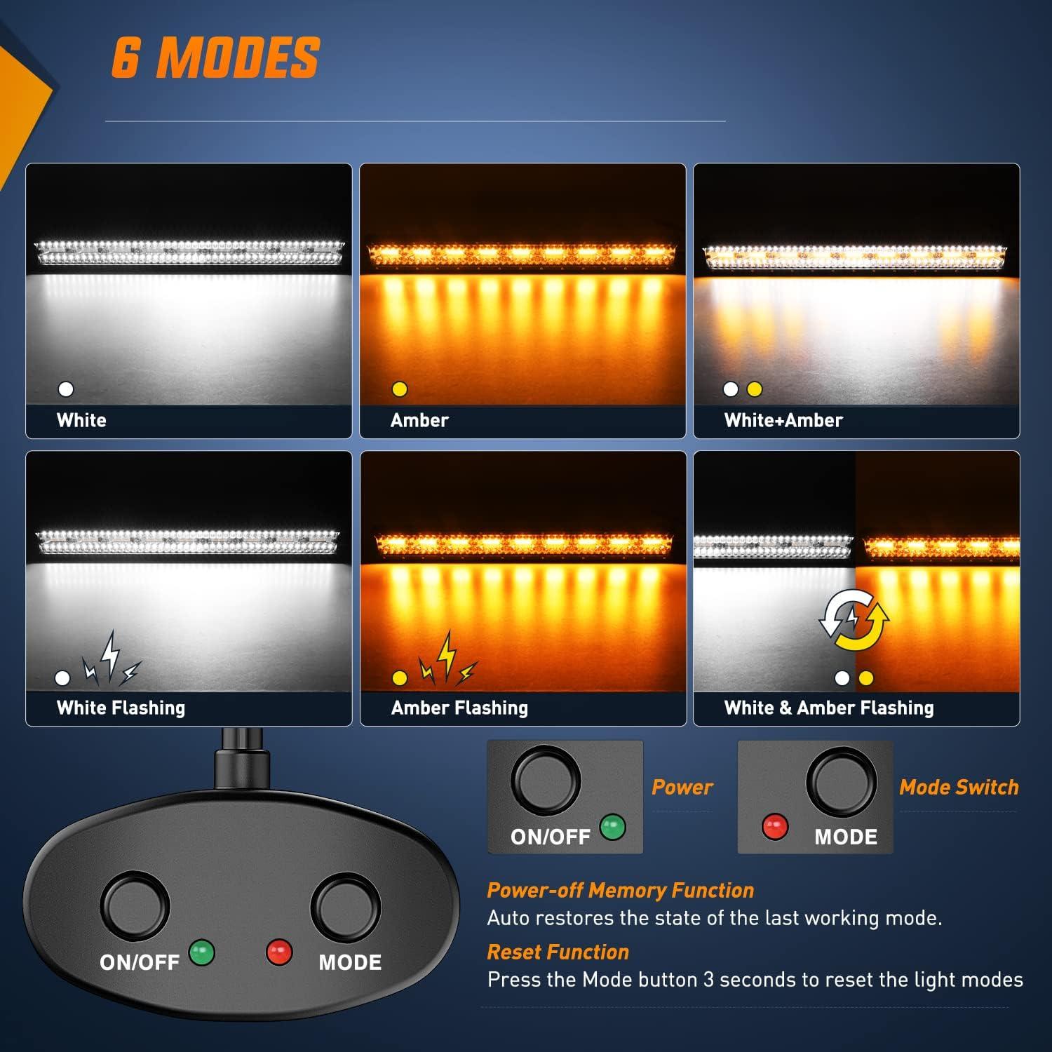 imageNilight 26 Inch 540W LED Light Bar Triple Row Flood Spot Combo 50000LM Driving Boat Led Off Road Lights with 12V OnOff 5 Pin Rocker Switch 14 AWG Wiring Harness Kit 2 Years Warranty26Inch Light AmberWhite wWiring Harness