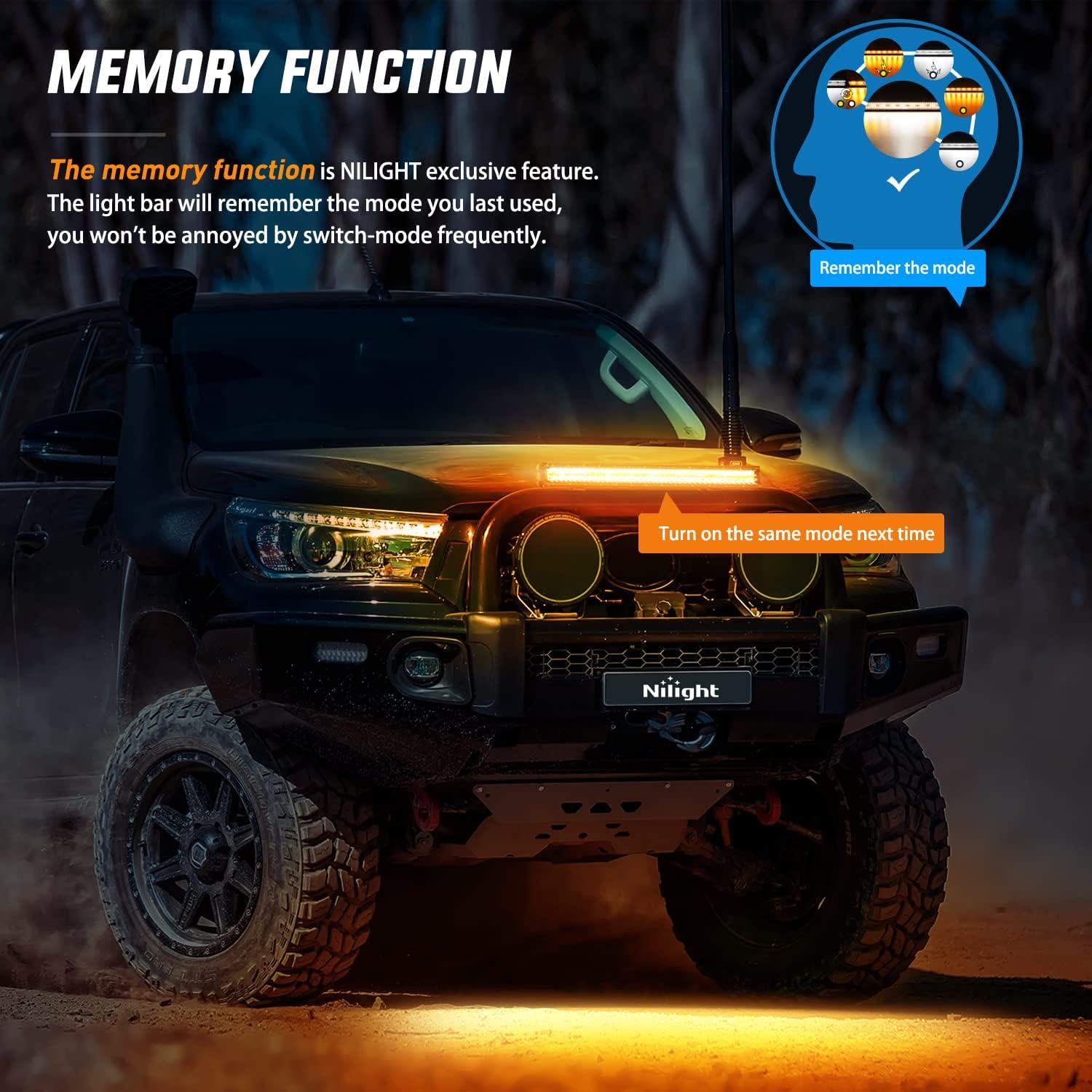 imageNilight 26 Inch 540W LED Light Bar Triple Row Flood Spot Combo 50000LM Driving Boat Led Off Road Lights with 12V OnOff 5 Pin Rocker Switch 14 AWG Wiring Harness Kit 2 Years Warranty26Inch Light AmberWhite wWiring Harness