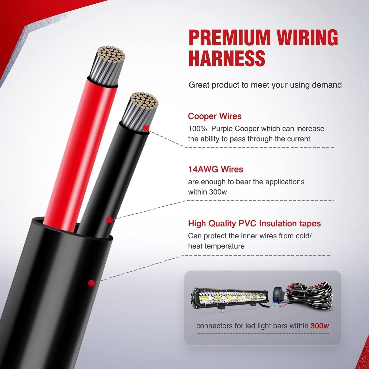 imageNilight 26 Inch 540W LED Light Bar Triple Row Flood Spot Combo 50000LM Driving Boat Led Off Road Lights with 12V OnOff 5 Pin Rocker Switch 14 AWG Wiring Harness Kit 2 Years Warranty26Inch Light White wWiring Harness