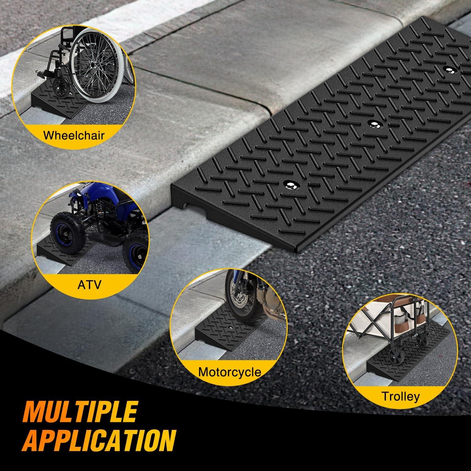 imageNilight 28quot Rise Curb Ramps Heavy Duty Rubber Driveway Threshold Shed Ramp for Sidewalk Cars Lawn Mower Wheelchairs Motorcycles 3300lbs Load Capacity16 Rise