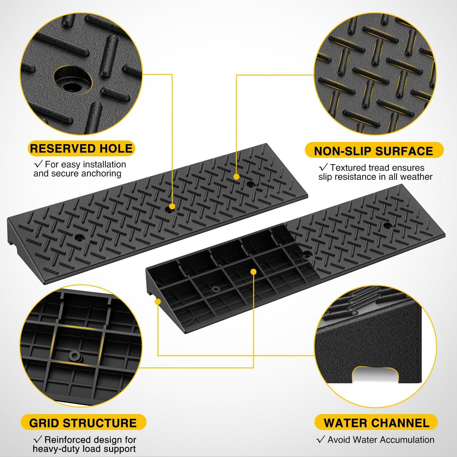 imageNilight 28quot Rise Curb Ramps Heavy Duty Rubber Driveway Threshold Shed Ramp for Sidewalk Cars Lawn Mower Wheelchairs Motorcycles 3300lbs Load Capacity32 Rise