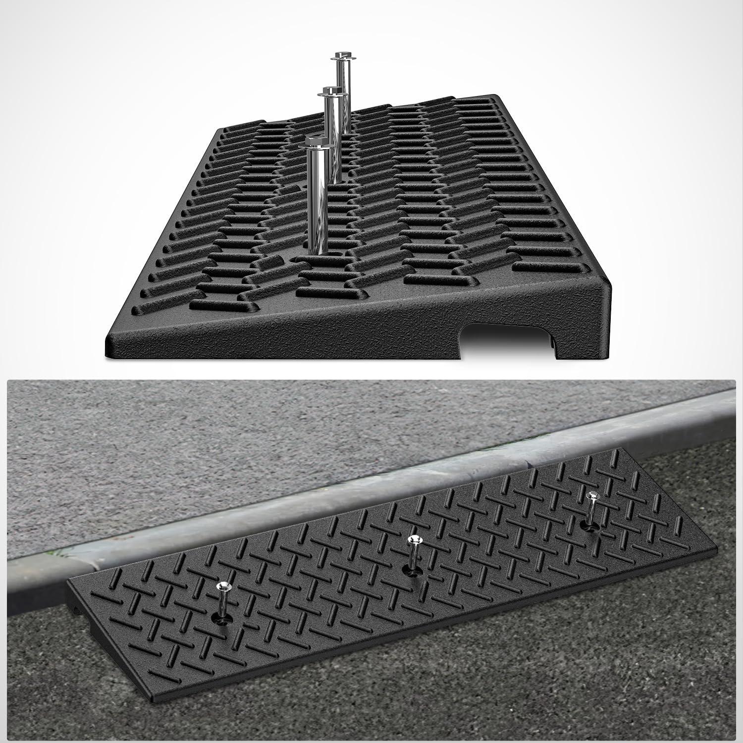 imageNilight 28quot Rise Curb Ramps Heavy Duty Rubber Driveway Threshold Shed Ramp for Sidewalk Cars Lawn Mower Wheelchairs Motorcycles 3300lbs Load Capacity16 Rise