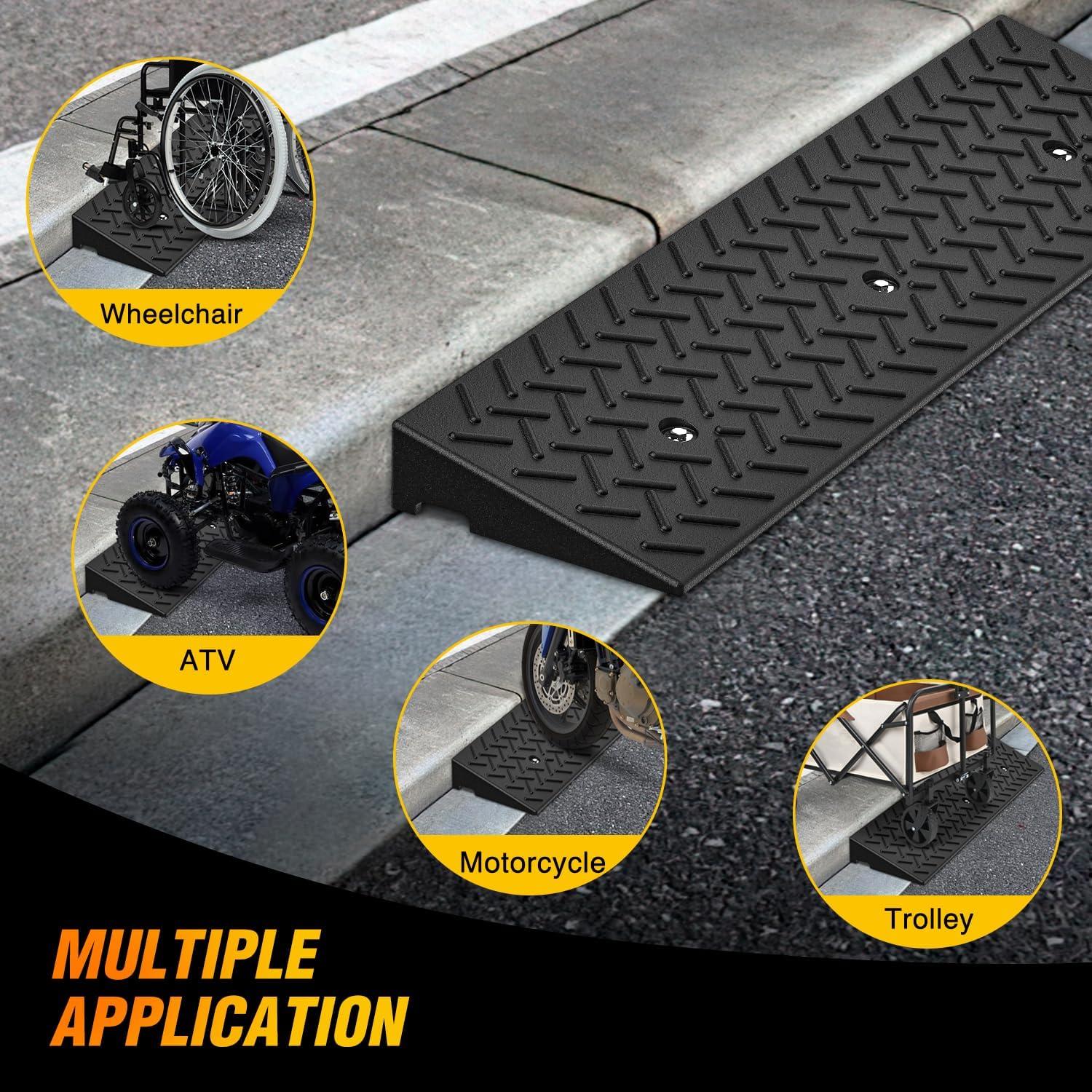 imageNilight 28quot Rise Curb Ramps Heavy Duty Rubber Driveway Threshold Shed Ramp for Sidewalk Cars Lawn Mower Wheelchairs Motorcycles 3300lbs Load Capacity24 Rise