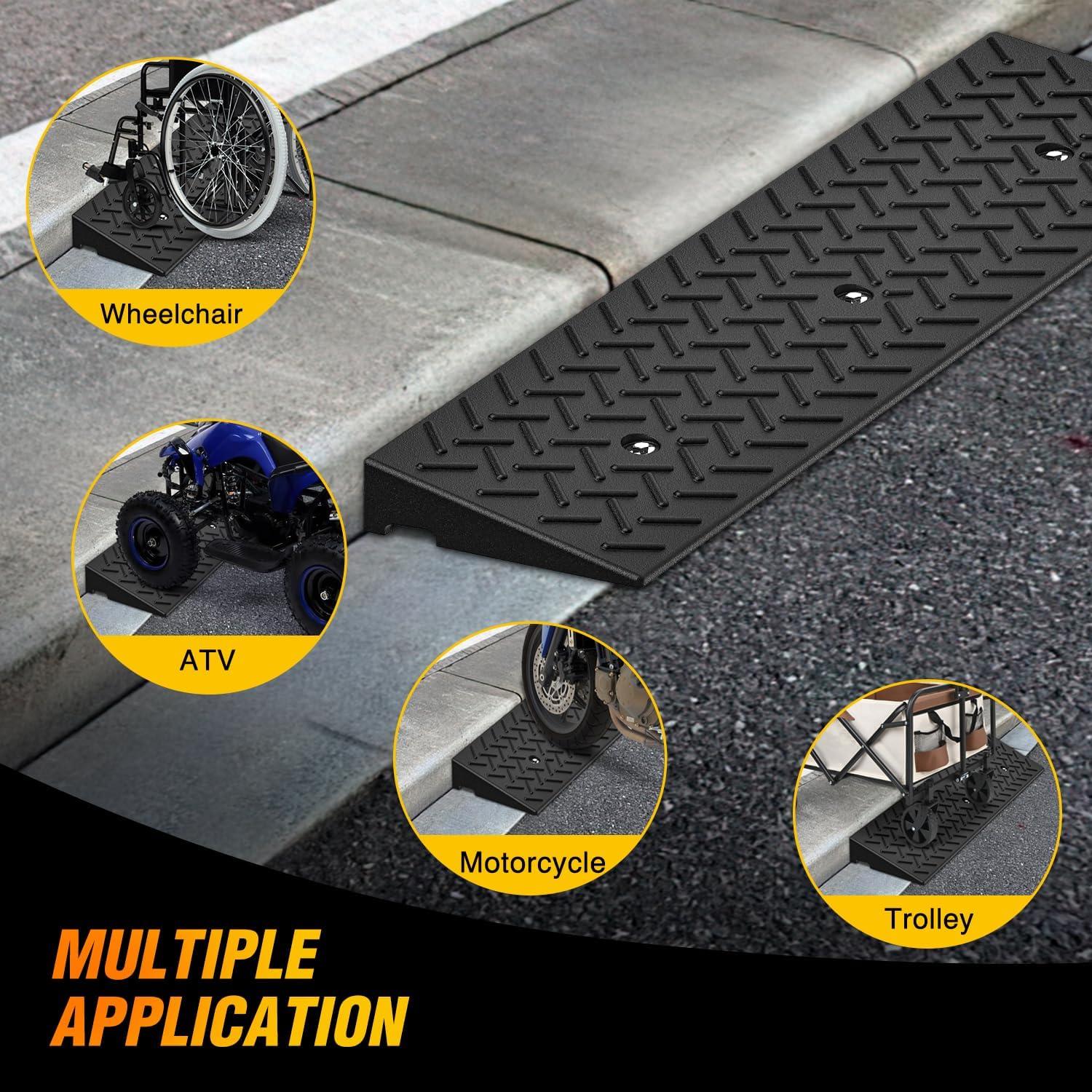 imageNilight 28quot Rise Curb Ramps Heavy Duty Rubber Driveway Threshold Shed Ramp for Sidewalk Cars Lawn Mower Wheelchairs Motorcycles 3300lbs Load Capacity2 Rise