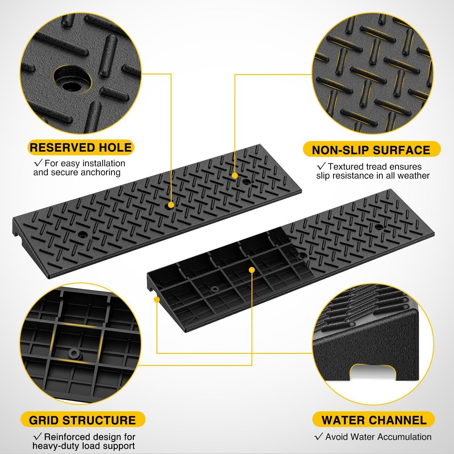 imageNilight 28quot Rise Curb Ramps Heavy Duty Rubber Driveway Threshold Shed Ramp for Sidewalk Cars Lawn Mower Wheelchairs Motorcycles 3300lbs Load Capacity2 Rise