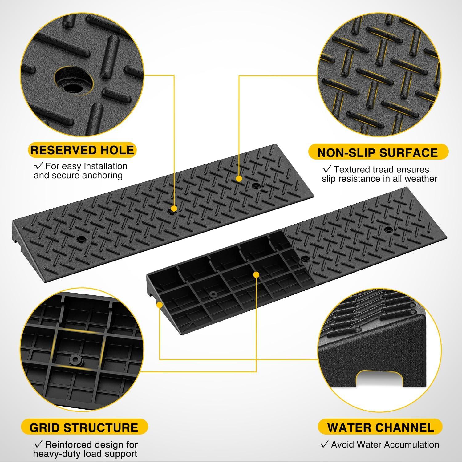 imageNilight 28quot Rise Curb Ramps Heavy Duty Rubber Driveway Threshold Shed Ramp for Sidewalk Cars Lawn Mower Wheelchairs Motorcycles 3300lbs Load Capacity24 Rise