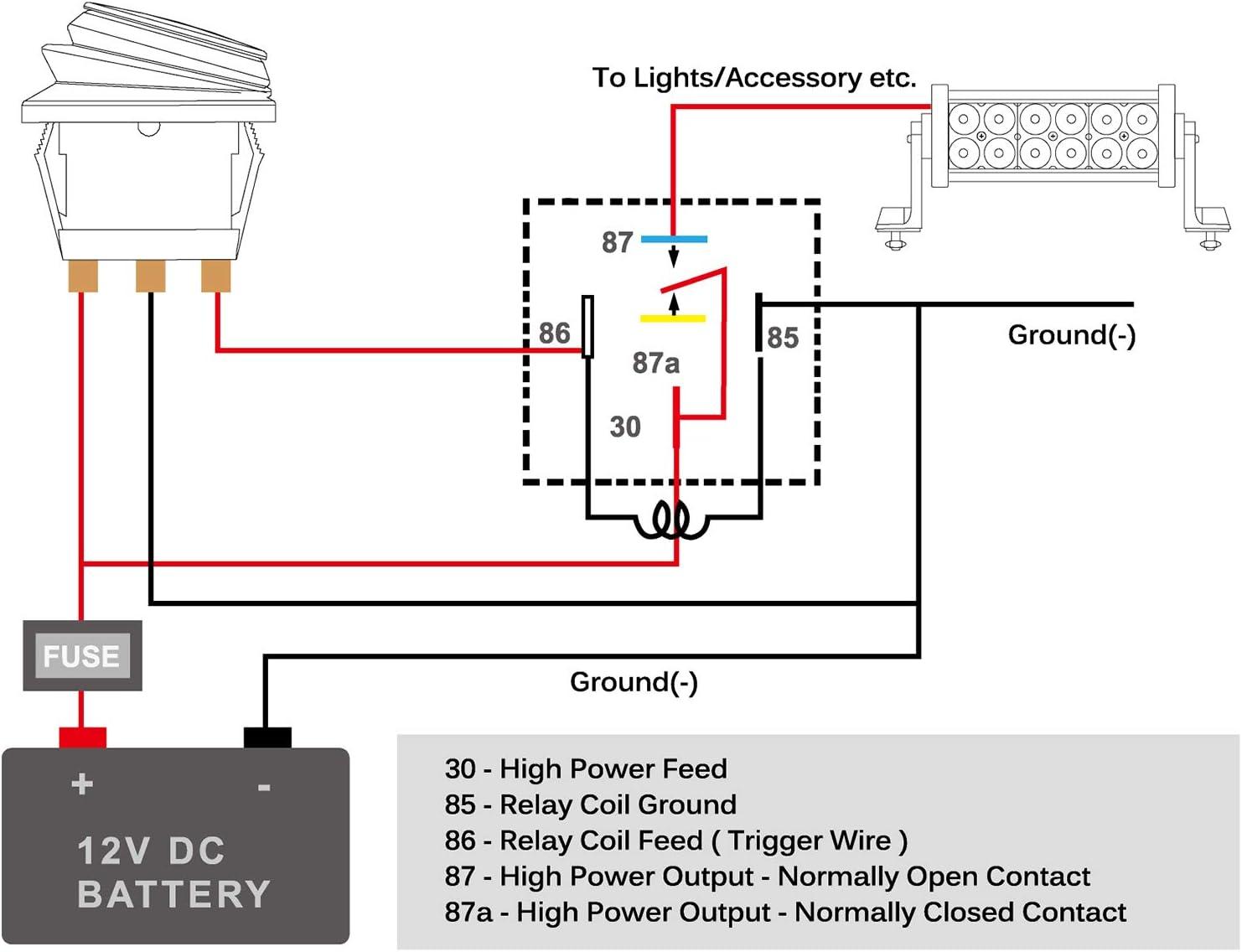 imageNilight 2PC 120A Starter Relay 4 Pin Split Relays Switch 12V Continuous SPST High Current 4 Terminal Car Starter Control wCopper Wire Lugs for Automotive Car Truck Camper30A5PC