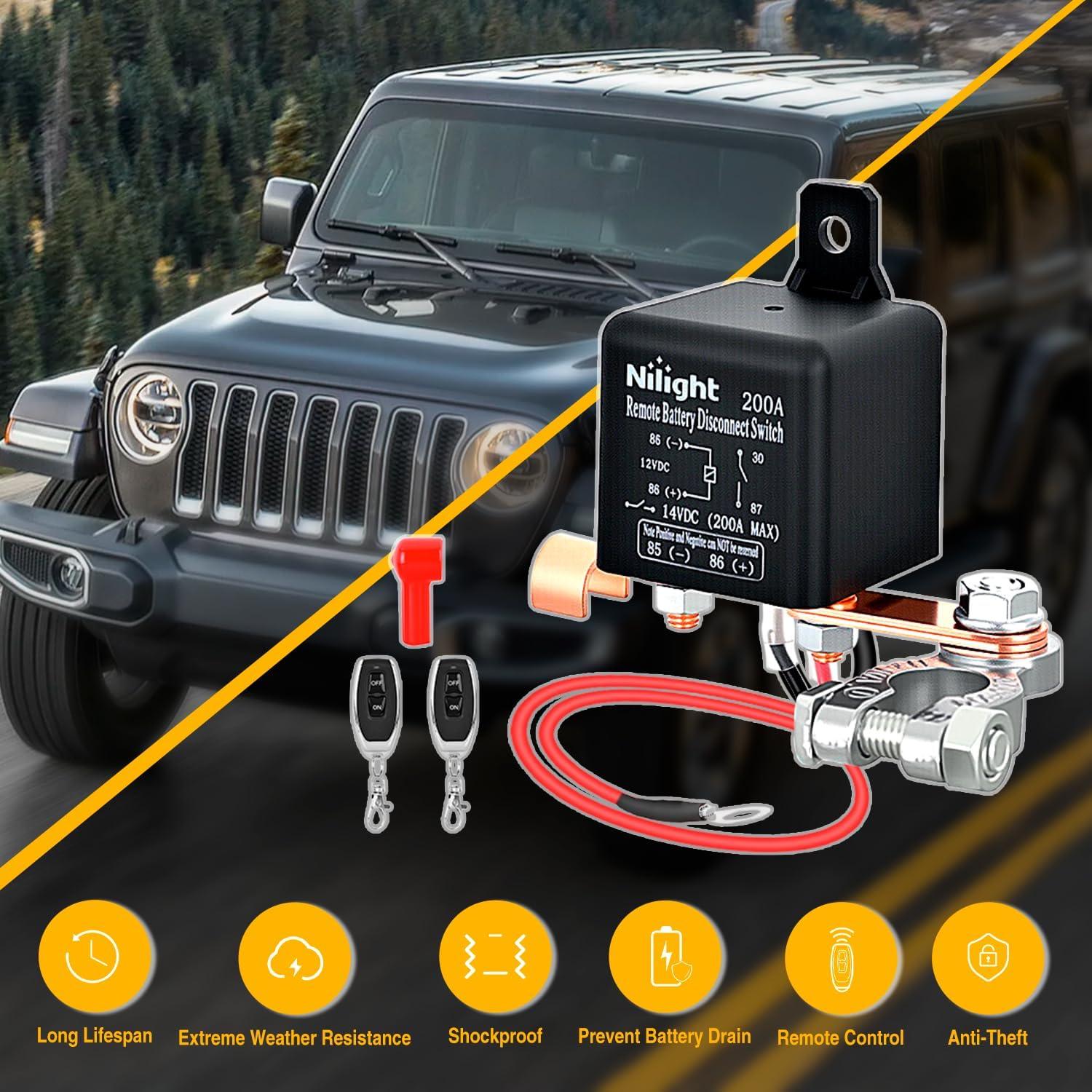 imageNilight 2PC 120A Starter Relay 4 Pin Split Relays Switch 12V Continuous SPST High Current 4 Terminal Car Starter Control wCopper Wire Lugs for Automotive Car Truck Camper200A Remote Control