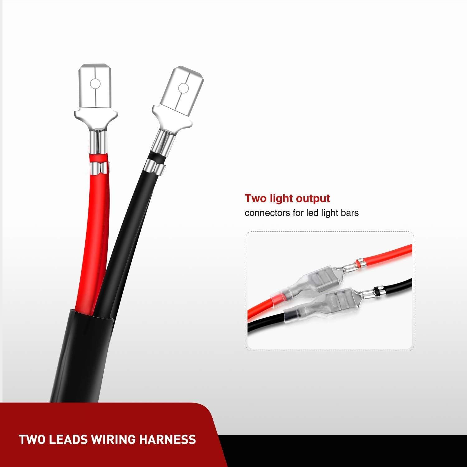 imageNilight 2PCS 16 AWG Wiring Harness Extension Kit Help 1 Lead Harness to Connect 2 Off Road LED Light Bar 2 Year WarrantyBlack