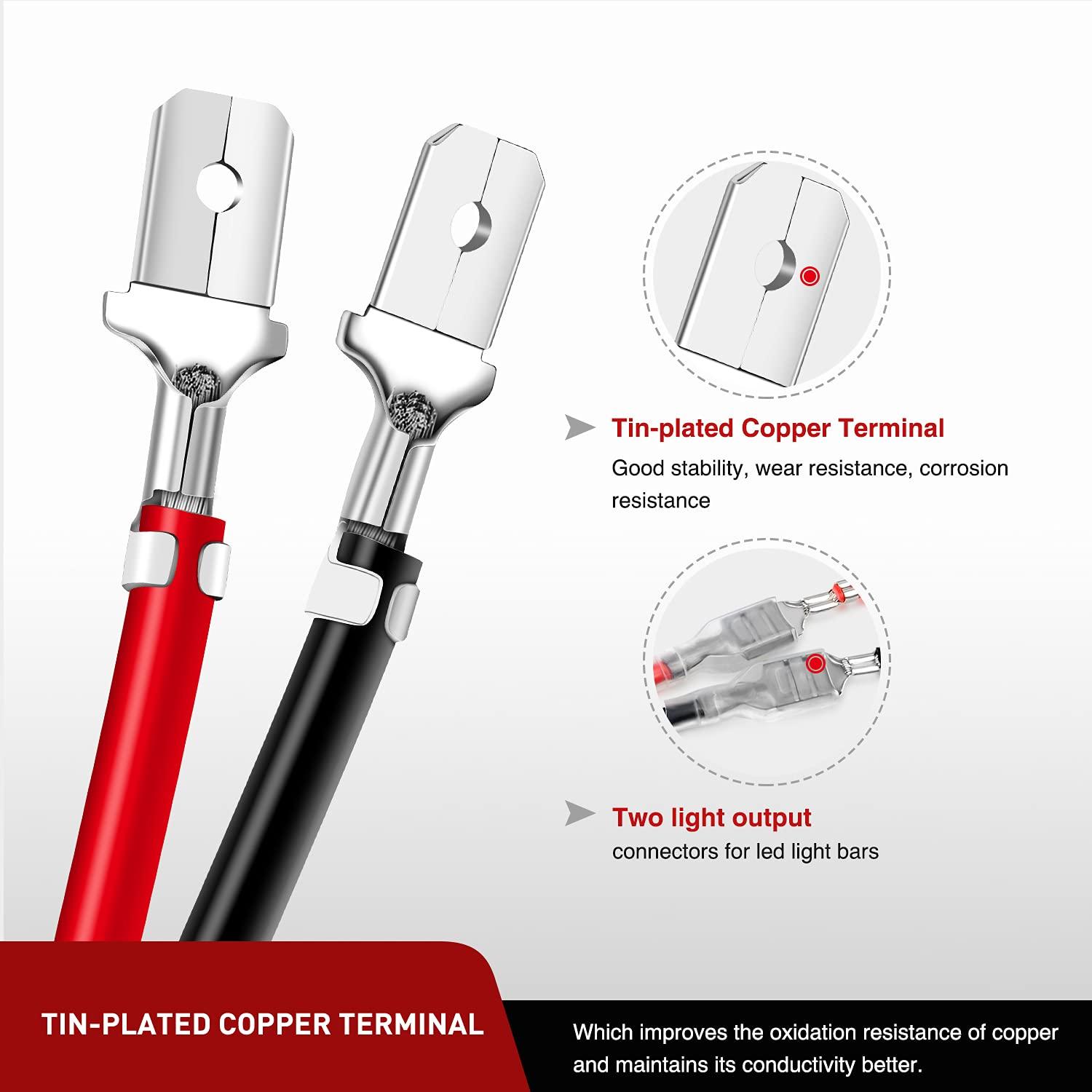 imageNilight 2PCS 16AWG 10Feet Wiring Harness Extension for 6Modes Amber White Light Bar Strobe Play and Plug 3Wires 2 Years WarrantyBlack14AWG 10FT 1Pc