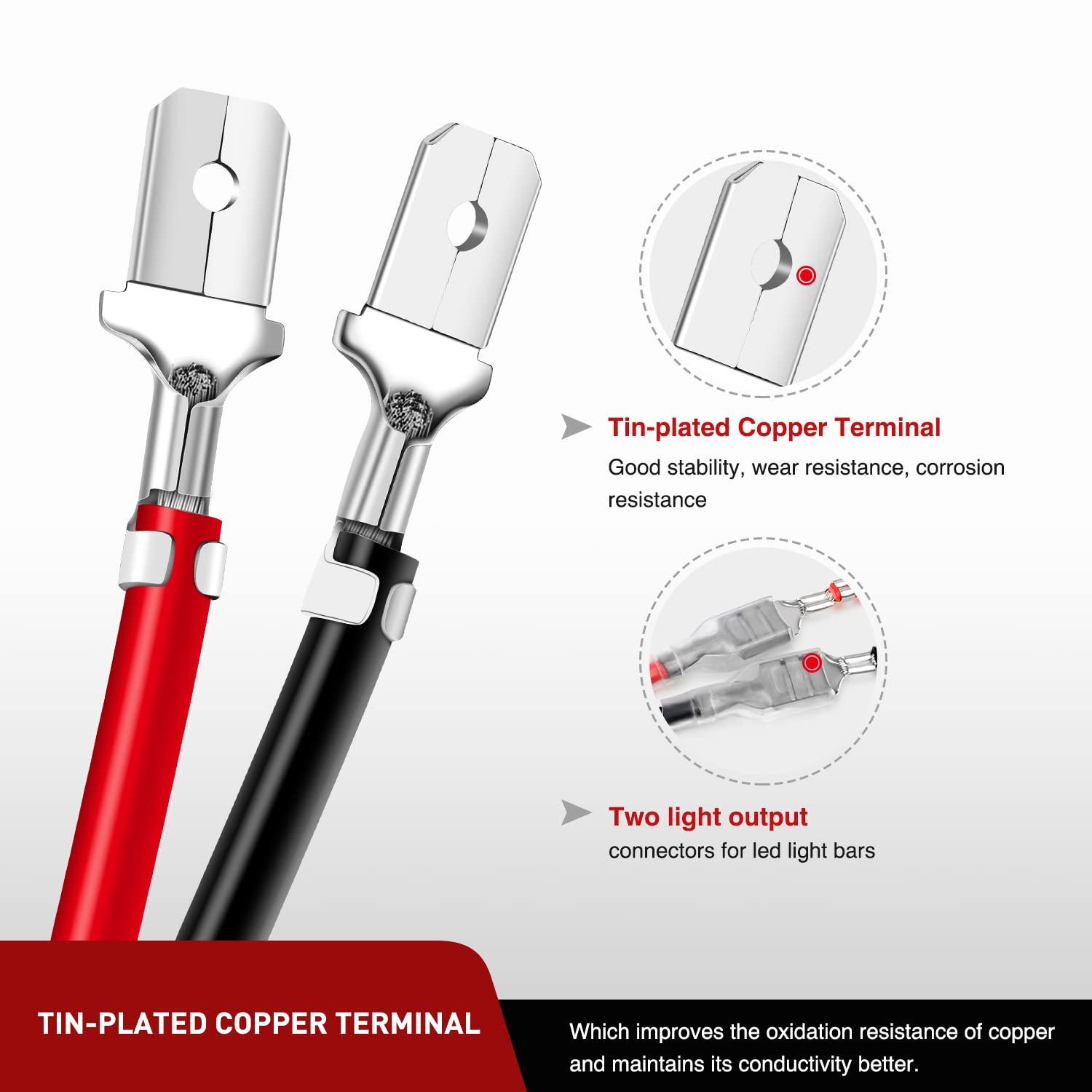 imageNilight 2PCS 16AWG 10Feet Wiring Harness Extension for 6Modes Amber White Light Bar Strobe Play and Plug 3Wires 2 Years WarrantyBlack14AWG 10FT 2Pcs