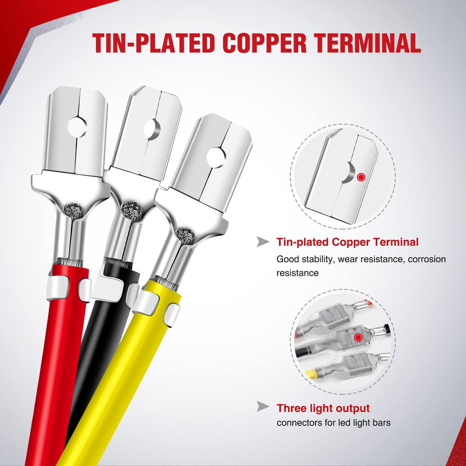 imageNilight 2PCS 16AWG 10Feet Wiring Harness Extension for 6Modes Amber White Light Bar Strobe Play and Plug 3Wires 2 Years WarrantyBlack16AWG 10FT 3Wires