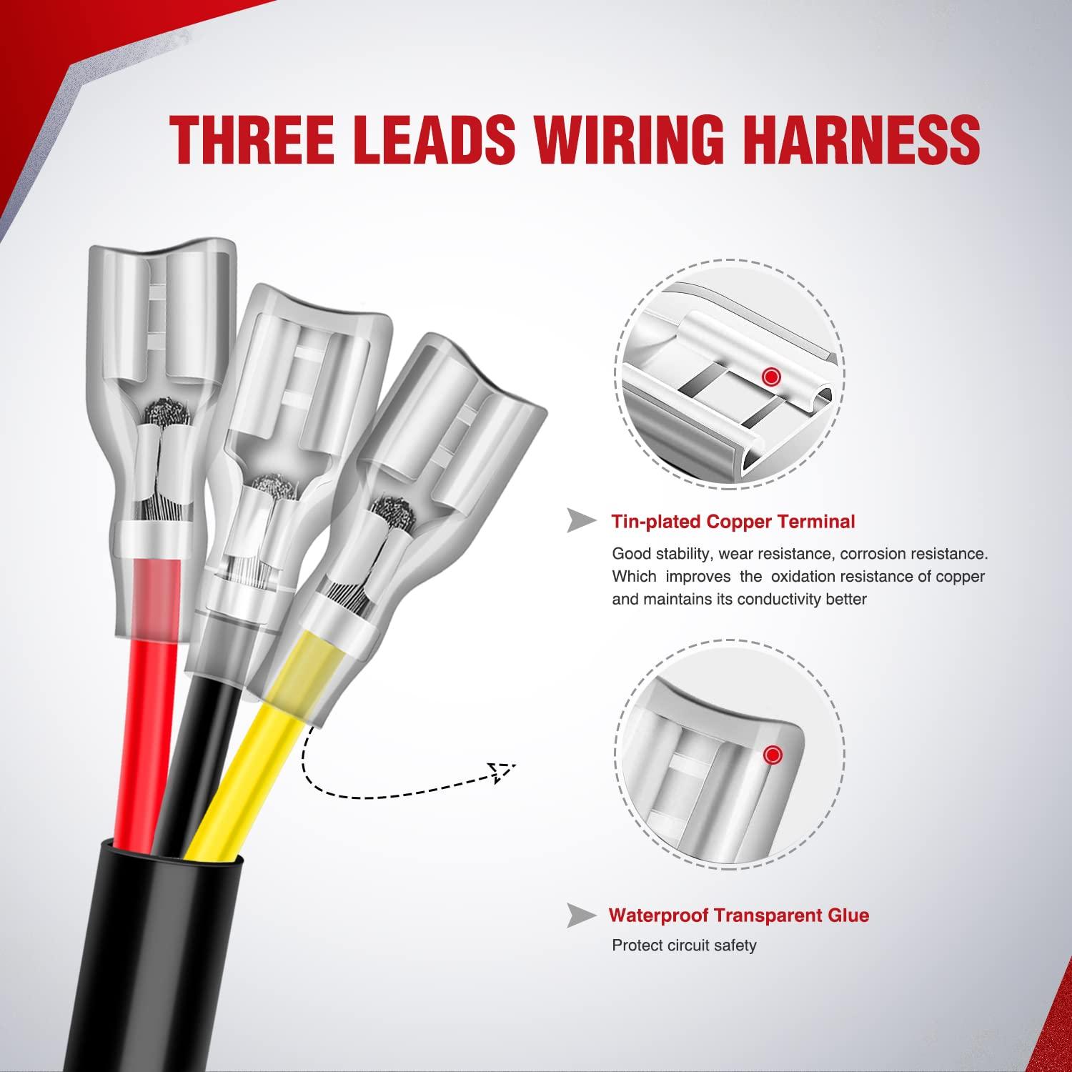 imageNilight 2PCS 16AWG 10Feet Wiring Harness Extension for 6Modes Amber White Light Bar Strobe Play and Plug 3Wires 2 Years WarrantyBlack16AWG 10FT 3Wires