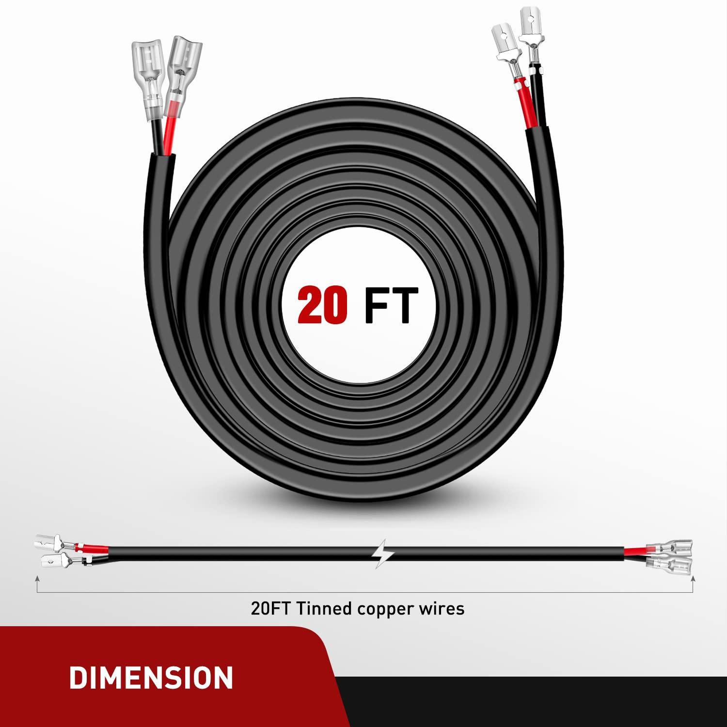 imageNilight 2PCS 16AWG 10Feet Wiring Harness Extension for 6Modes Amber White Light Bar Strobe Play and Plug 3Wires 2 Years WarrantyBlack16AWG 20FT 2Pcs