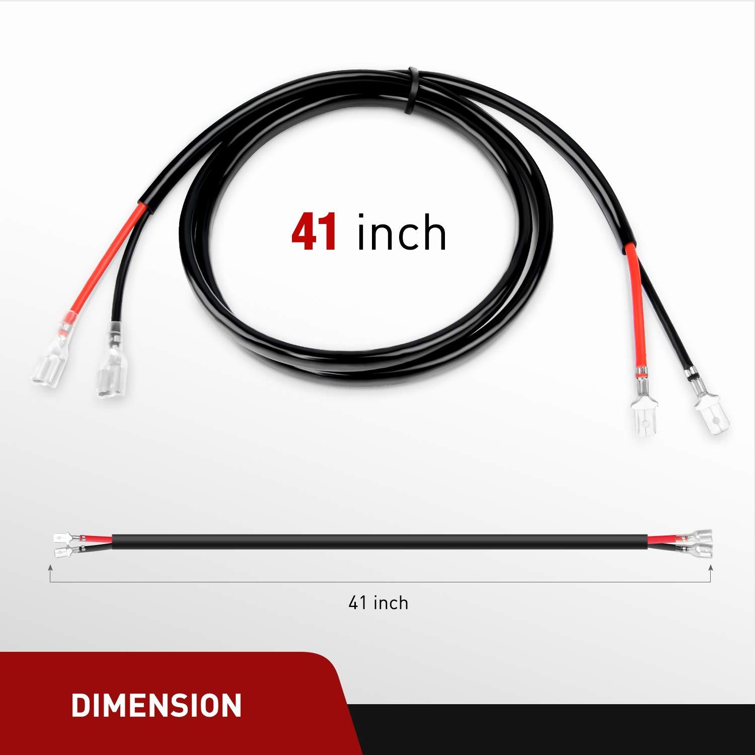 imageNilight 2PCS 16AWG 10Feet Wiring Harness Extension for 6Modes Amber White Light Bar Strobe Play and Plug 3Wires 2 Years WarrantyBlack16AWG 3FT 2Pcs