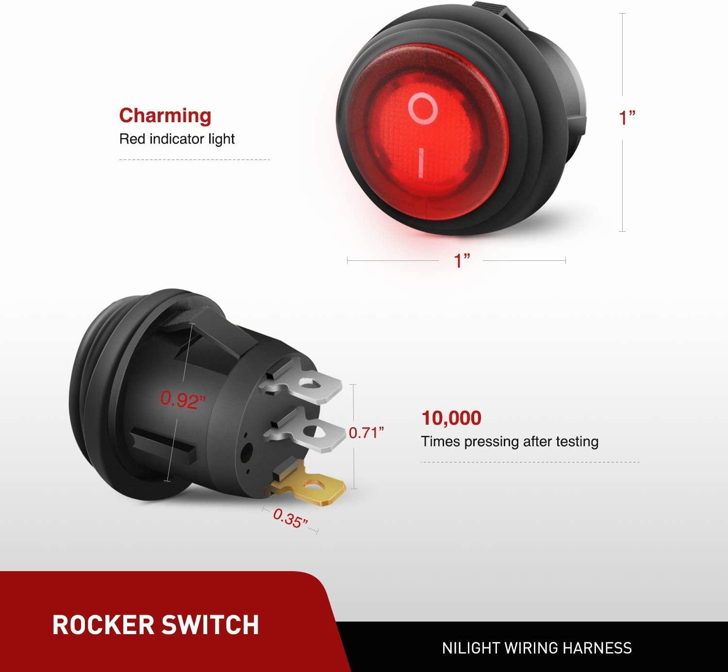 imageNilight 2PCS 16AWG LED Light Bar Wiring Harness Kit  2 Leads 12V On Off Switch Power Relay Blade Fuse for Off Road Lights LED Work Light 2 Years Warranty
