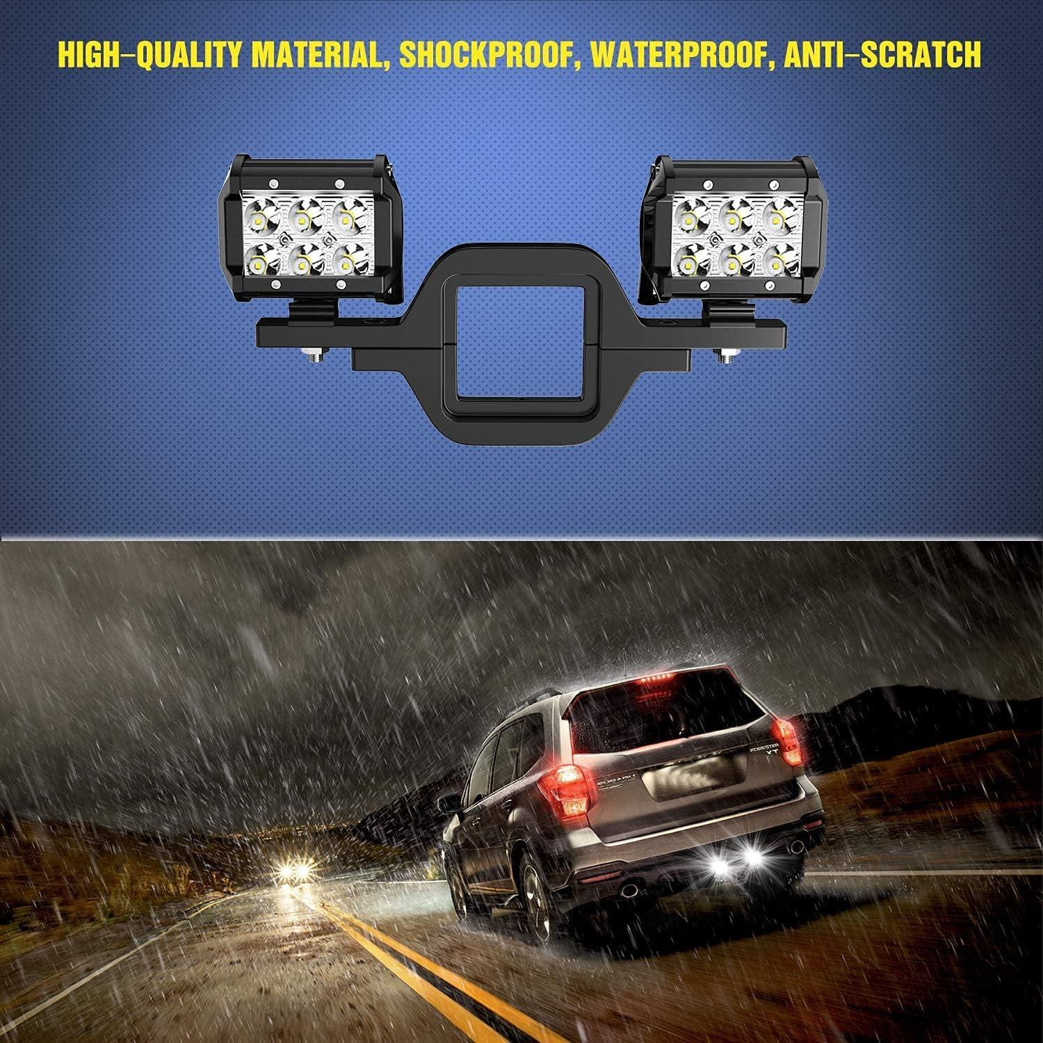 imageNilight 2PCS 18W Spot Driving Fog Light Off Road Led Lights Bar 2quot Tow Hitch Bracket with Wiring Harness Kit 2 Leads2Pcs Led Pods 2 tow hitch Wiring Harness
