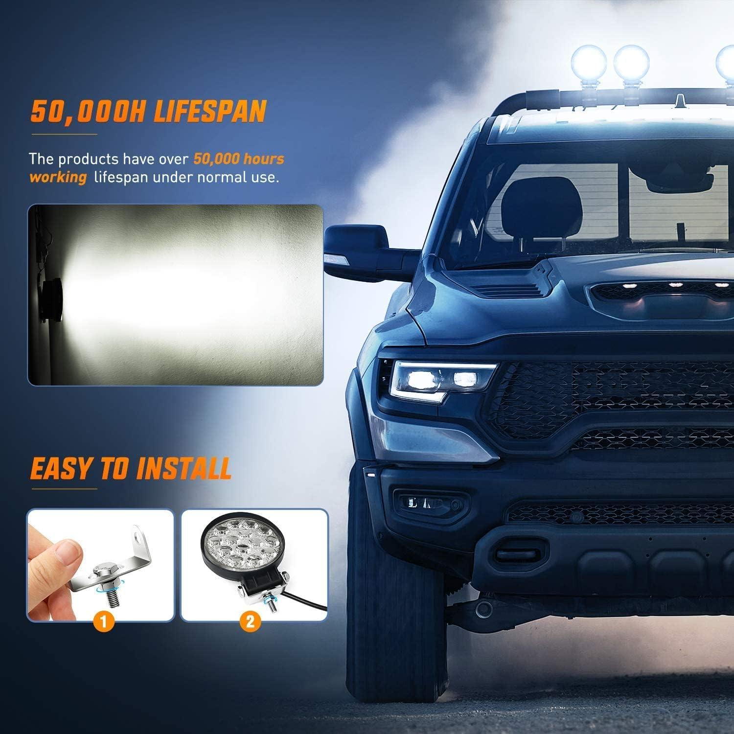 imageNilight 2PCS 18W Spot Driving Fog Light Off Road Led Lights Bar 2quot Tow Hitch Bracket with Wiring Harness Kit 2 LeadsWhite