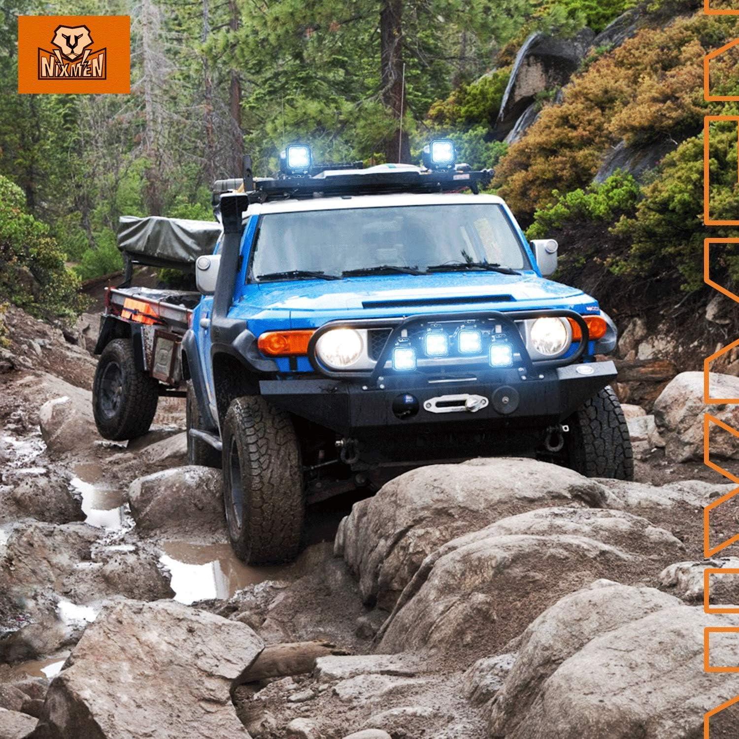 imageNilight 2PCS 3 Inch 15W Amber LED Pods Square Builtin EMC Work Flood Beam for Offroad Lighting Side Light Rear BackUp Light for Tractor Truck Motorcycle Boat ATV UTVLed PodsWiring harness