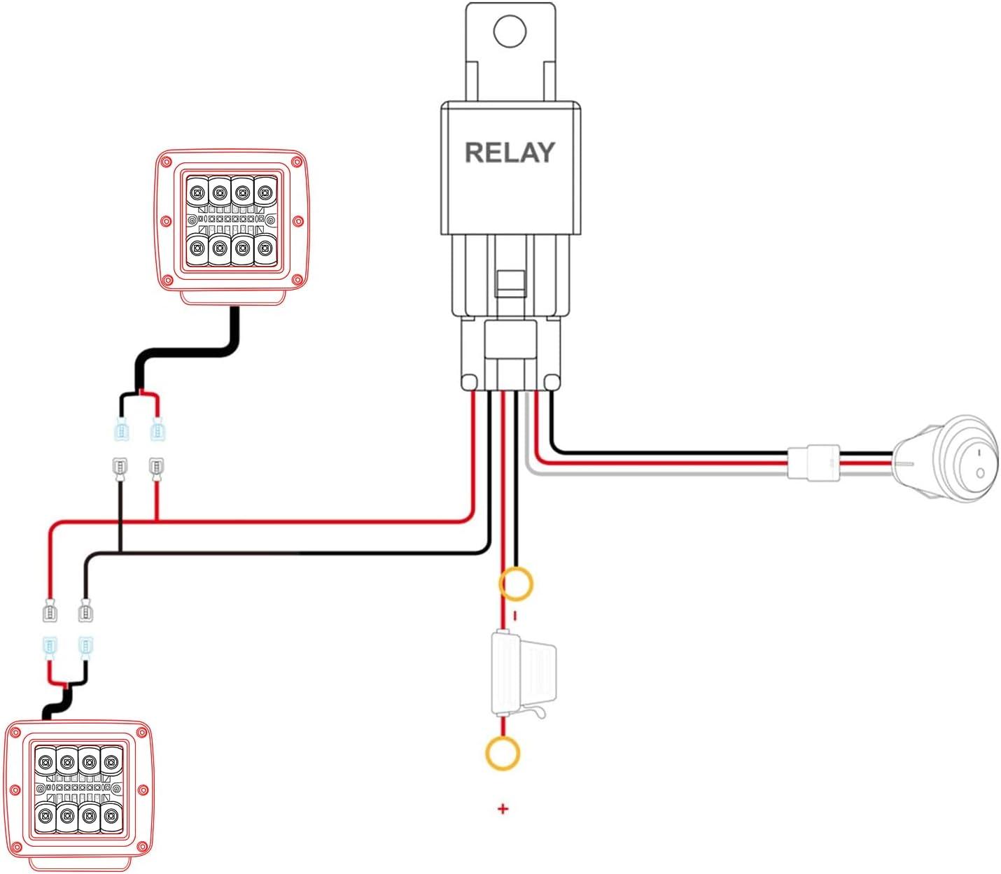 imageNilight 2PCS 42W Light Bar 3Inch Cube Pod Light Amber White Strobe 6 Modes Memory Function Ideal for Fog ampamp Snow Conditions OffRoad Truck Car ATV Jeep Boat with 16AWG Wiring Harness Kit2 Leads3Inch LED Light Pods Red Shell