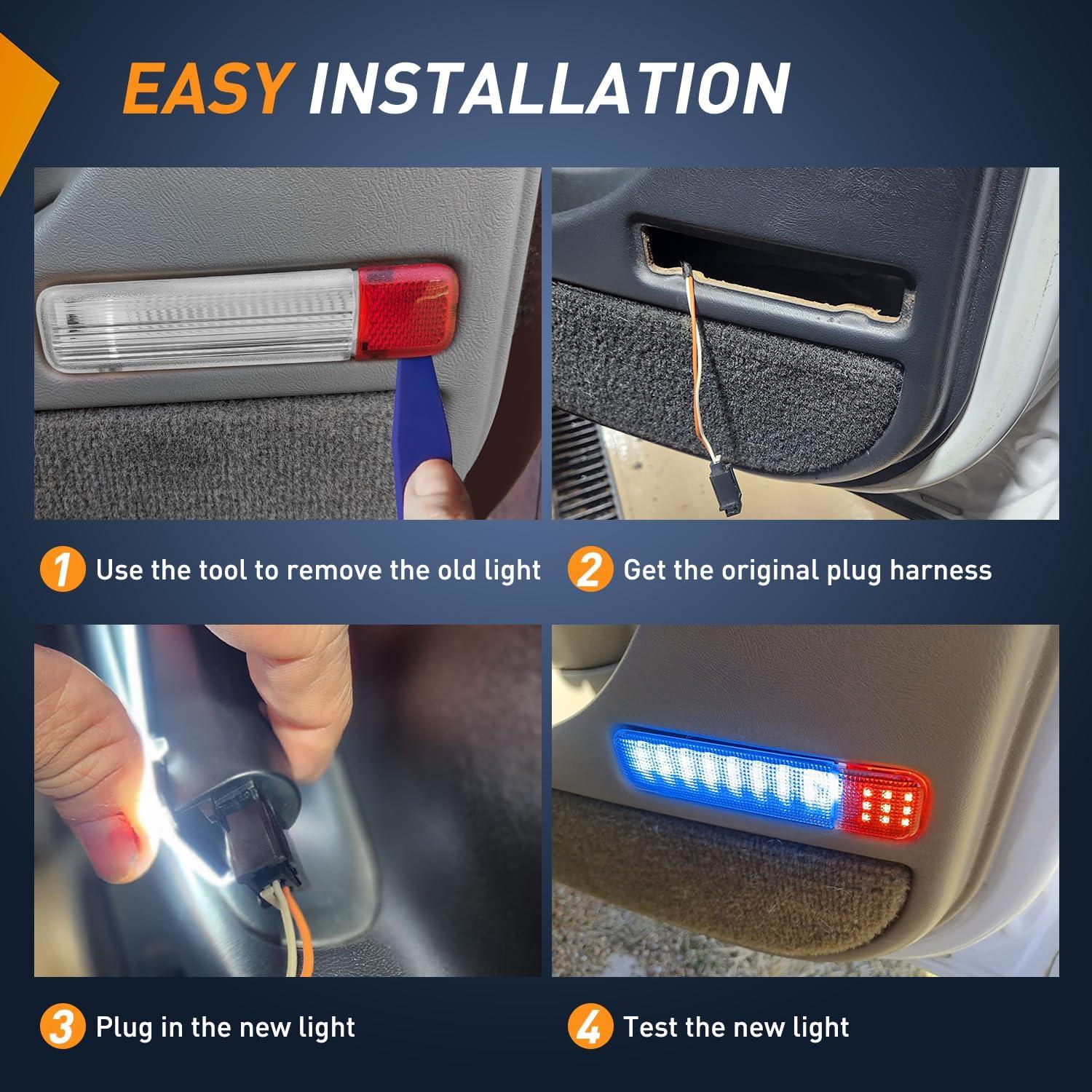 imageNilight 2PCS LED Interior Door Panel Light Courtesy Warning Lights Aqua Beam Plug and Play for Toyota Avalon Sienna Venza Camry Prius 4Runner Lexus IS ES GS LS RX GX LXRedBlue