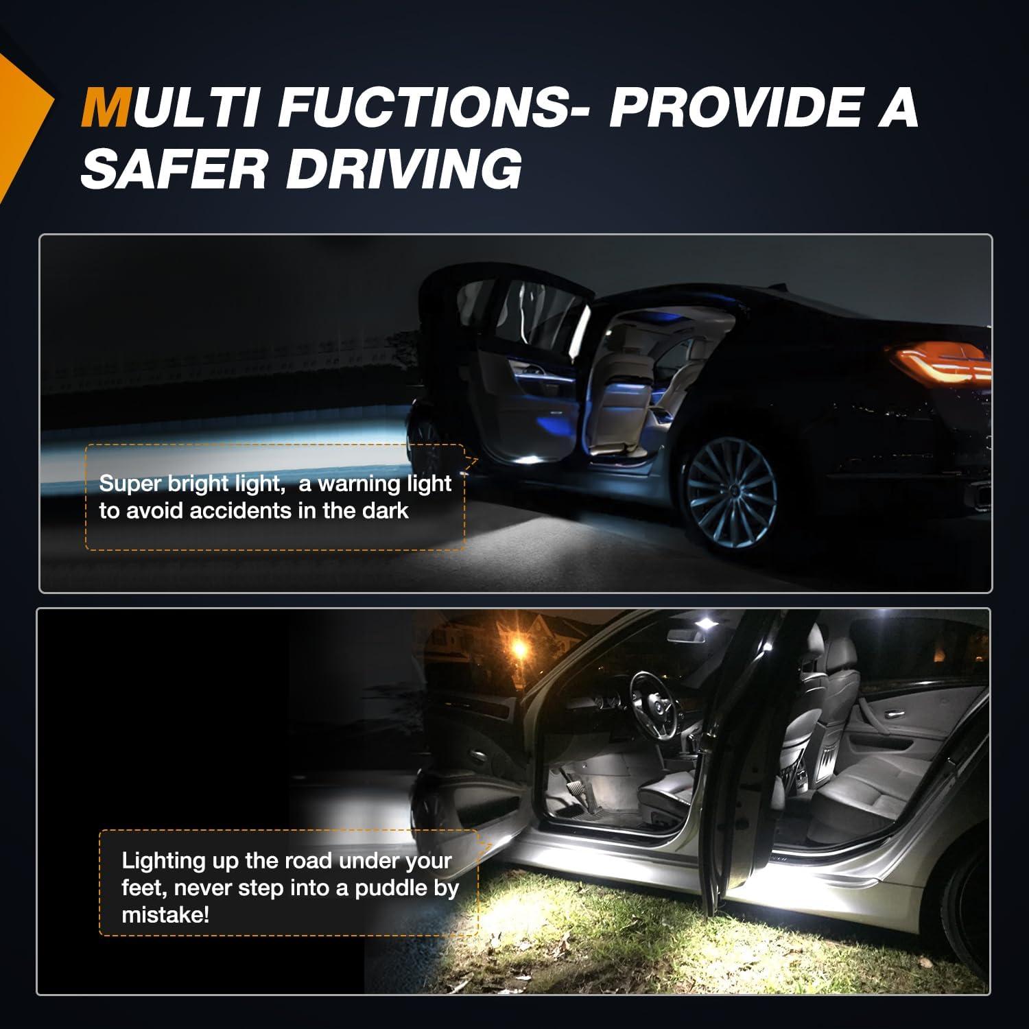 imageNilight 2PCS LED Interior Door Panel Light Courtesy Warning Lights Aqua Beam Plug and Play for Toyota Avalon Sienna Venza Camry Prius 4Runner Lexus IS ES GS LS RX GX LXWhite