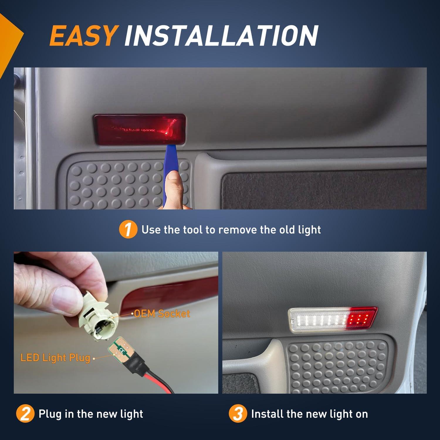 imageNilight 2PCS LED Interior Door Panel Light Courtesy Warning Lights Aqua Beam Plug and Play for Toyota Avalon Sienna Venza Camry Prius 4Runner Lexus IS ES GS LS RX GX LXRedWhite