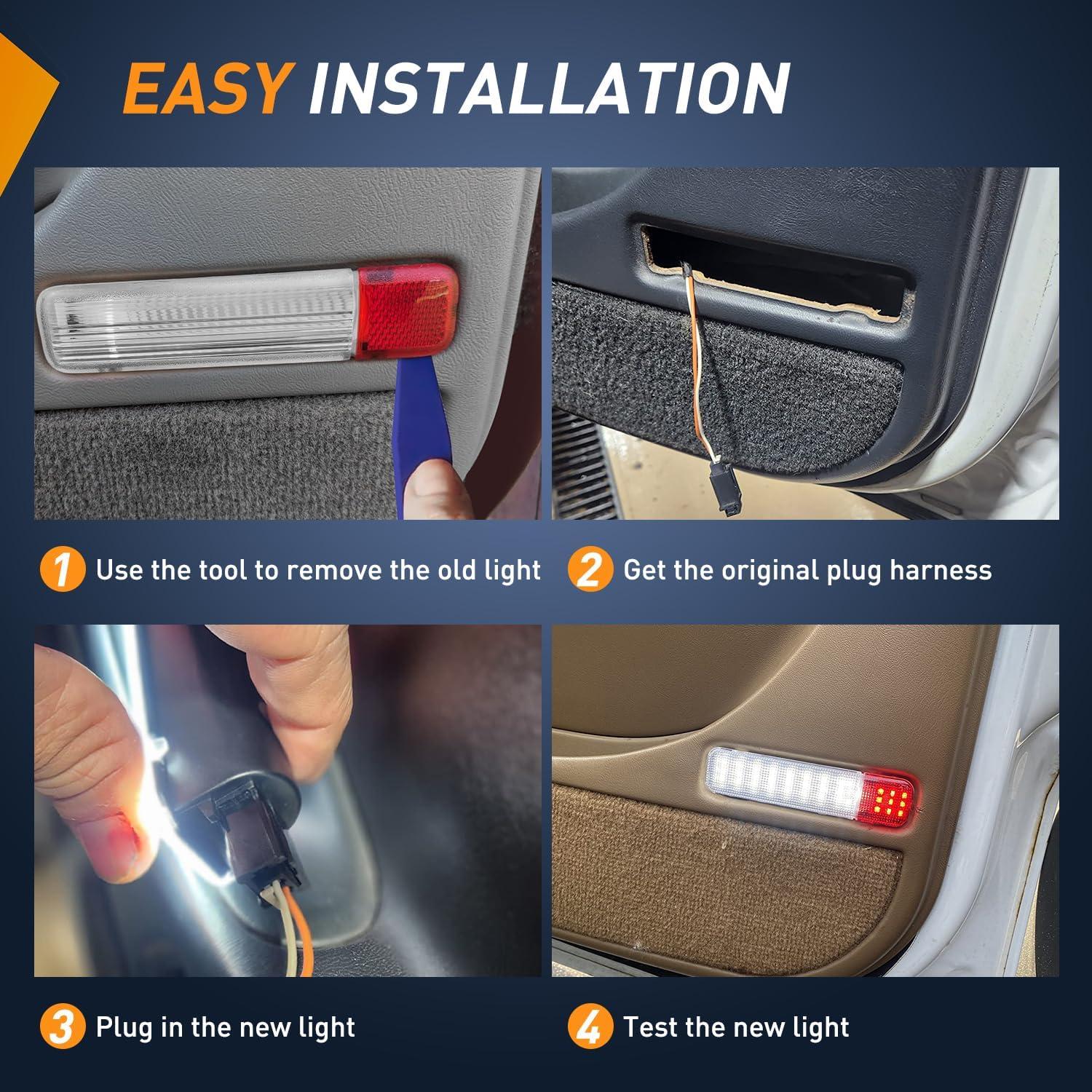 imageNilight 2PCS LED Interior Door Panel Light Courtesy Warning Lights Aqua Beam Plug and Play for Toyota Avalon Sienna Venza Camry Prius 4Runner Lexus IS ES GS LS RX GX LXRedWhite 4PCS