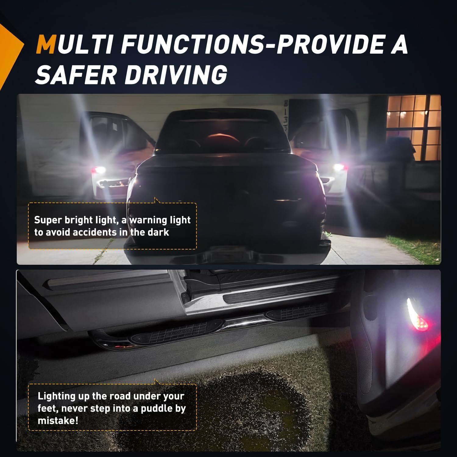 imageNilight 2PCS LED Interior Door Panel Light Courtesy Warning Lights Aqua Beam Plug and Play for Toyota Avalon Sienna Venza Camry Prius 4Runner Lexus IS ES GS LS RX GX LXRedWhite