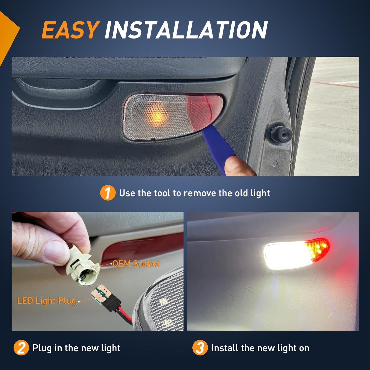 imageNilight 2PCS LED Interior Door Panel Light Courtesy Warning Lights Aqua Beam Plug and Play for Toyota Avalon Sienna Venza Camry Prius 4Runner Lexus IS ES GS LS RX GX LXRedWhite