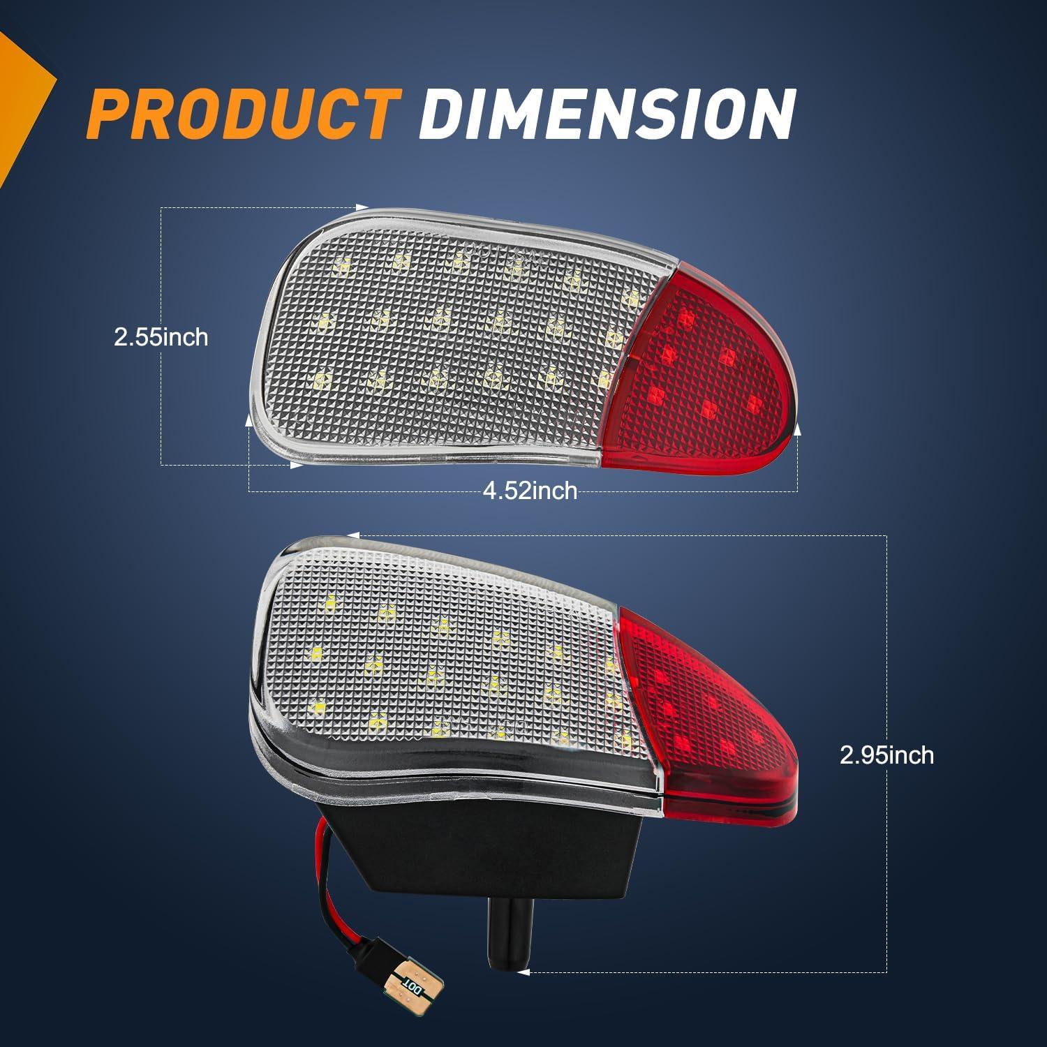 imageNilight 2PCS LED Interior Door Panel Light Courtesy Warning Lights Aqua Beam Plug and Play for Toyota Avalon Sienna Venza Camry Prius 4Runner Lexus IS ES GS LS RX GX LXRedWhite