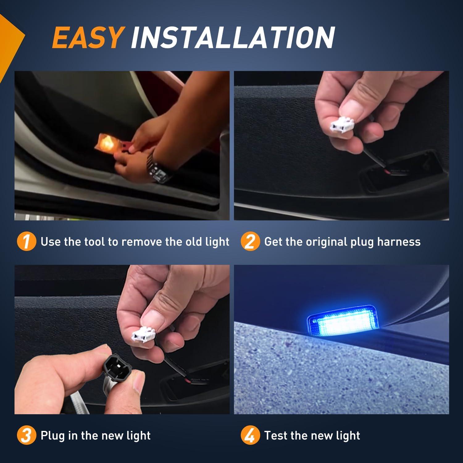 imageNilight 2PCS LED Interior Door Panel Light Courtesy Warning Lights Aqua Beam Plug and Play for Toyota Avalon Sienna Venza Camry Prius 4Runner Lexus IS ES GS LS RX GX LXBlue