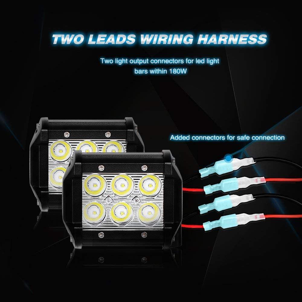 imageNilight 2PCS LED Light Bar Wiring Harness Kit 16AWG 12V On Off Waterproof Switch Power Relay Blade Fuse2 Lead