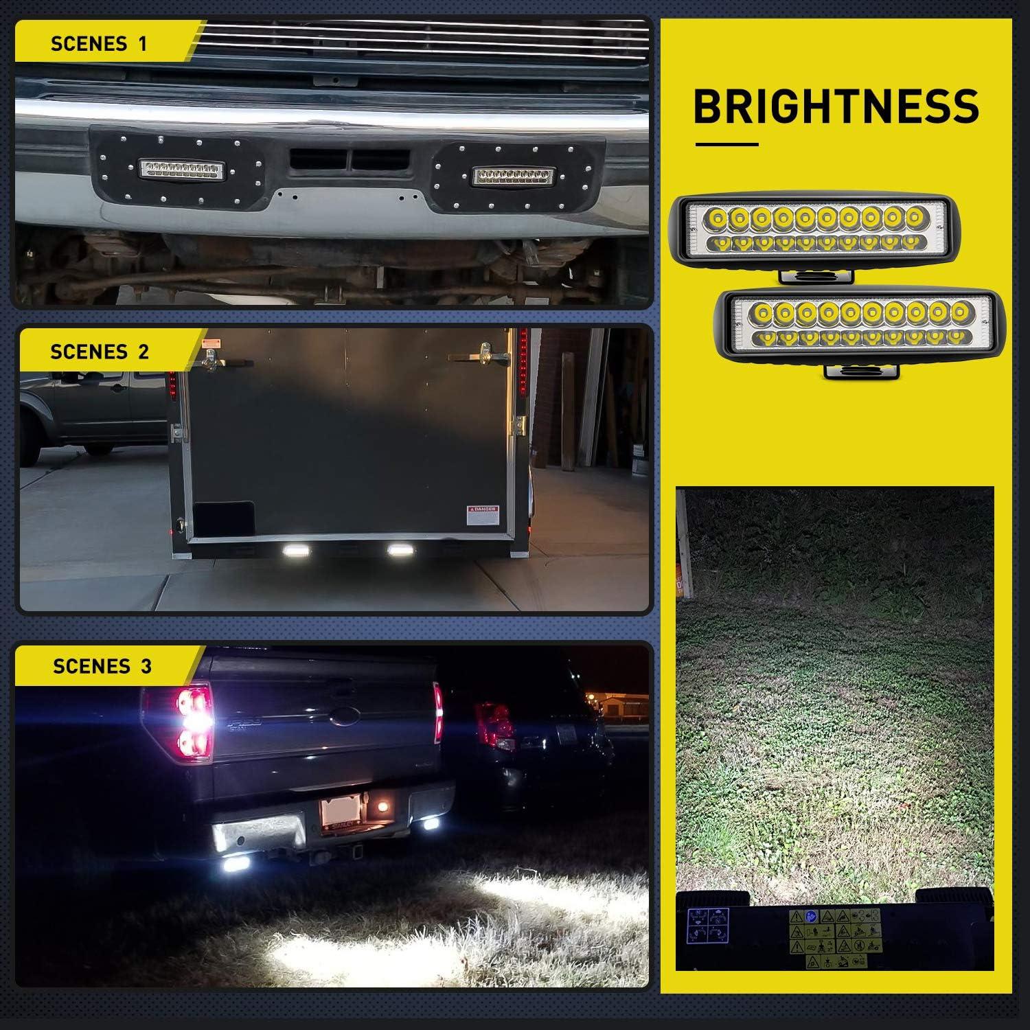 imageNilight 2PCS Led Pods 6 Inch 60W Spot Light Bar 3000LM Driving Fog Off Road Lights 12V24V for Trucks Jeep UTV ATV Marine Boat Golf Cart TrailerBlack Shell White Lights